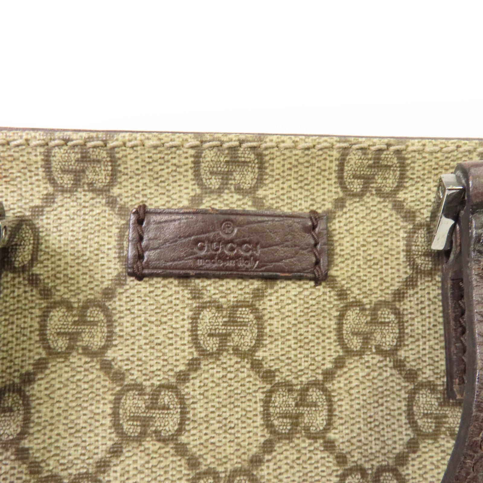 GUCCI 塗層帆布Tote Bag銀扣手挽袋灰色