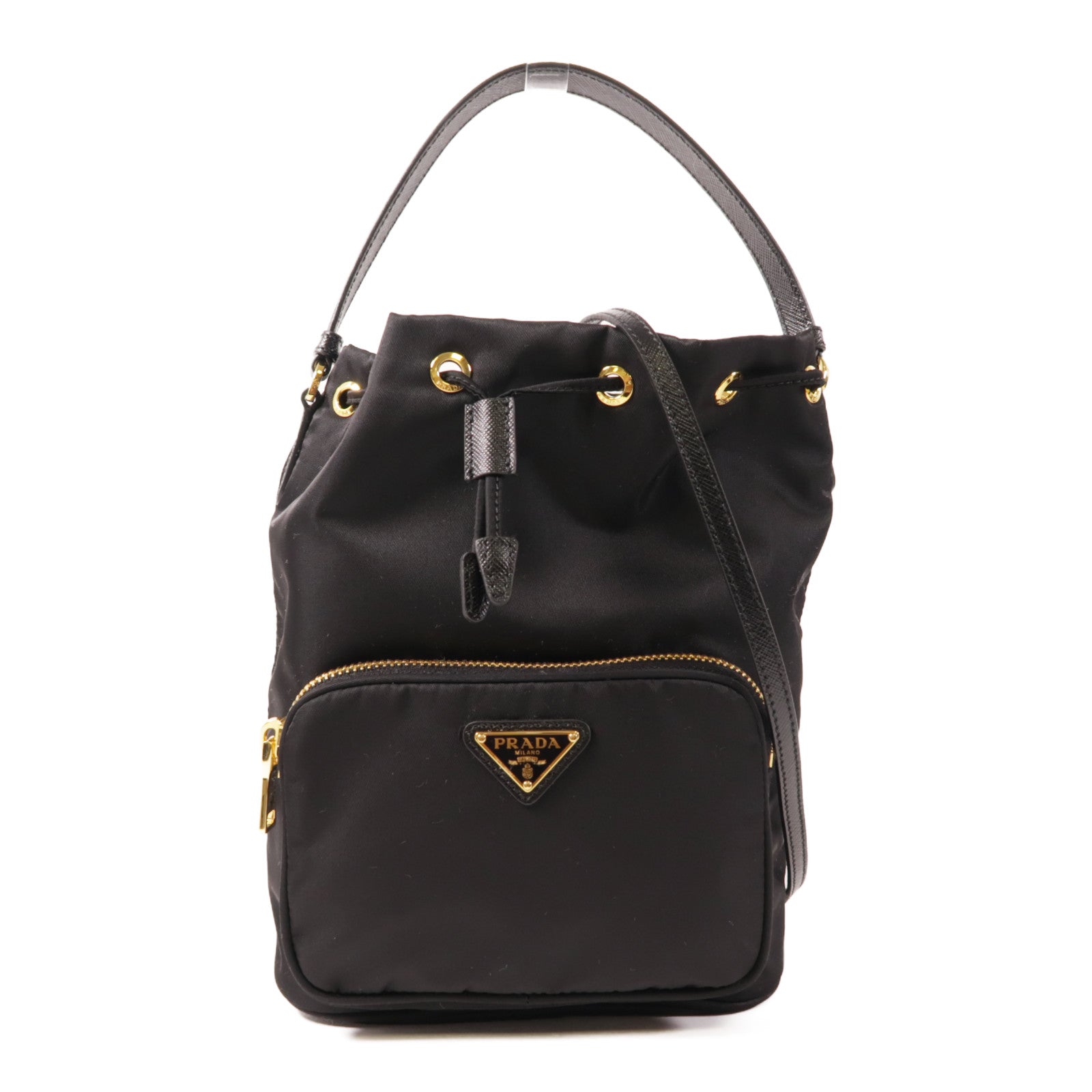 PRADA 尼龍Duet Re-Nylon Bucket Bag金扣手挽肩背袋兩用袋