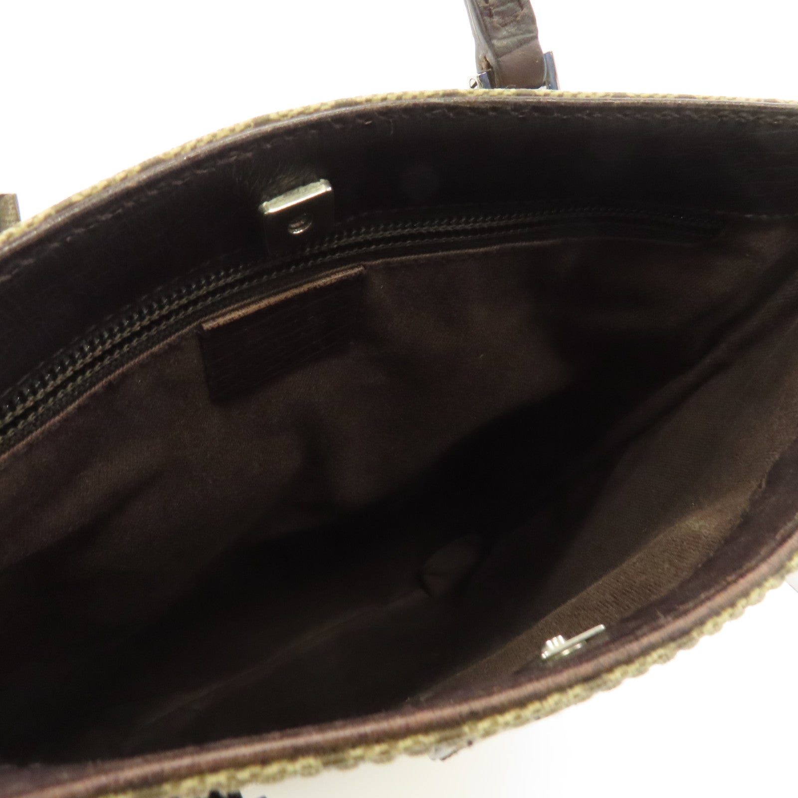 GUCCI 塗層帆布Tote Bag銀扣手挽袋灰色