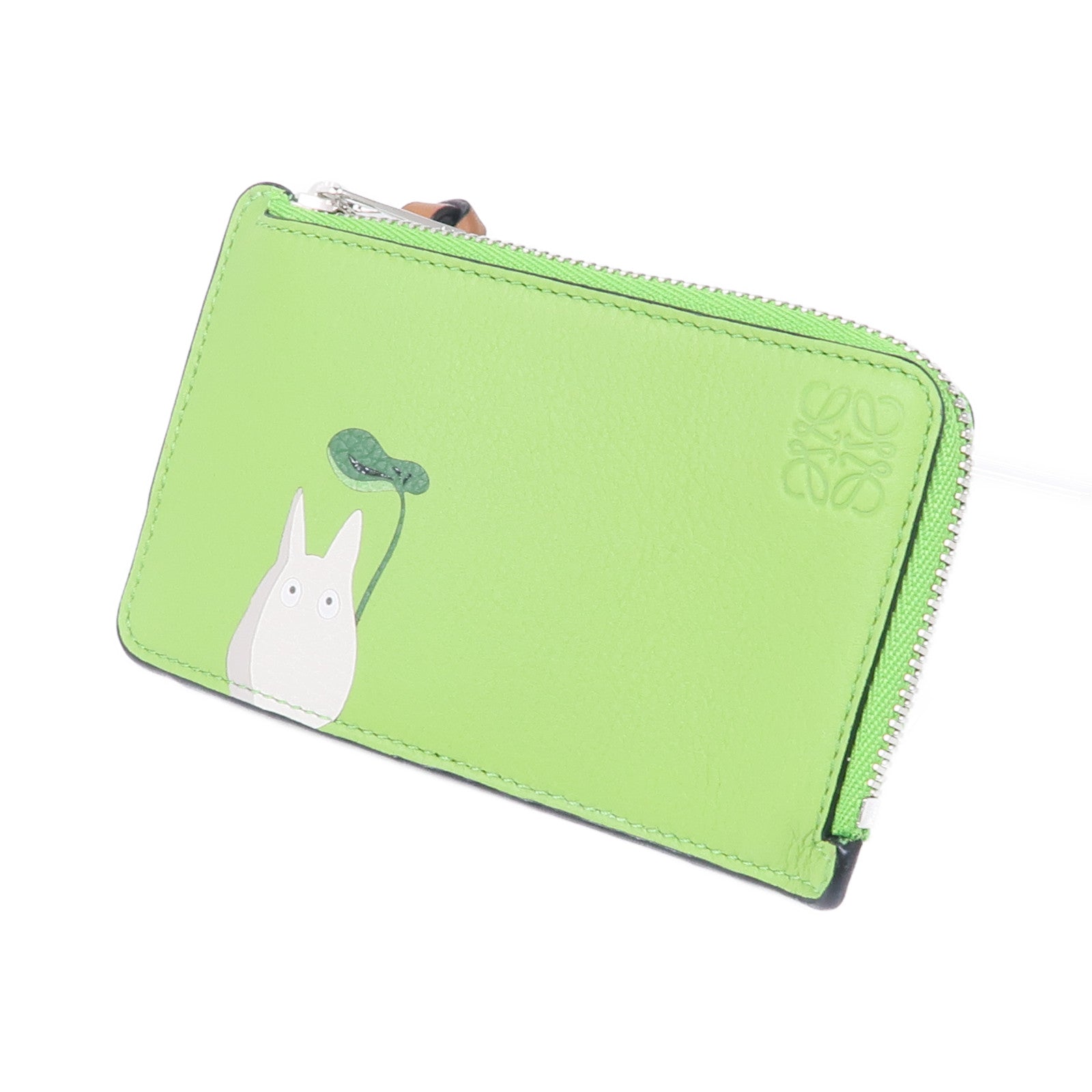 LOEWE 牛皮皮革Loewe X Totoro銀扣卡片套