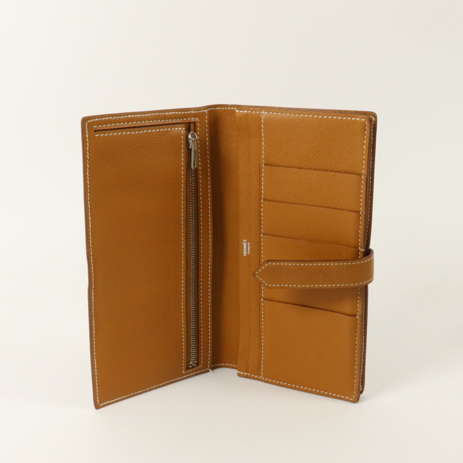 HERMES Epsom皮革Bearn Long Wallet銀扣長錢包Gold