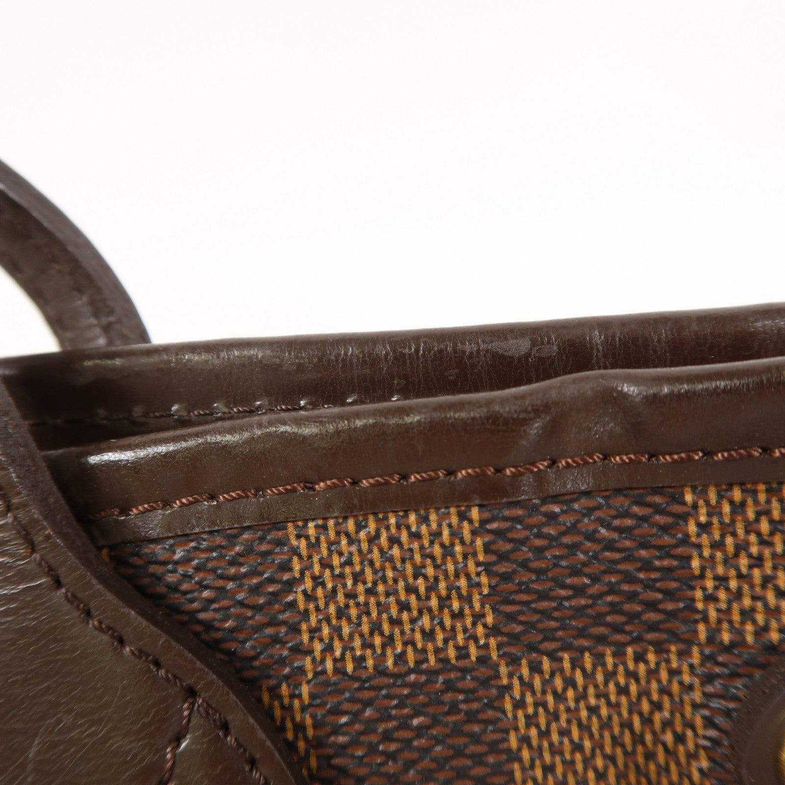 LOUIS VUITTON Damier Neverfull PM金扣手挽袋啡色