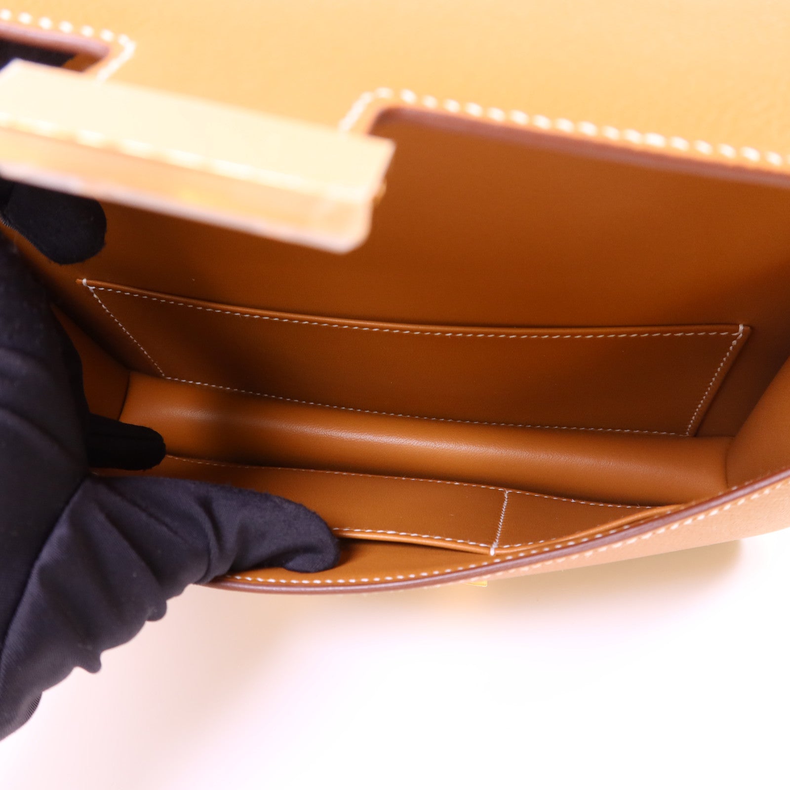 HERMES Epsom皮革Constance Elan金扣肩背袋Gold