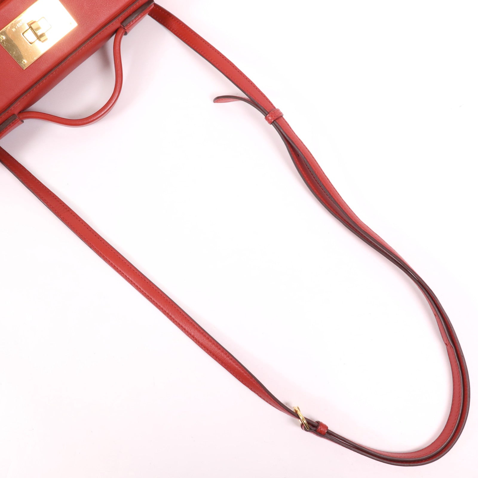 HERMES Evercolor皮革24/24 Mini金扣手挽肩背兩用袋Rouge Piment