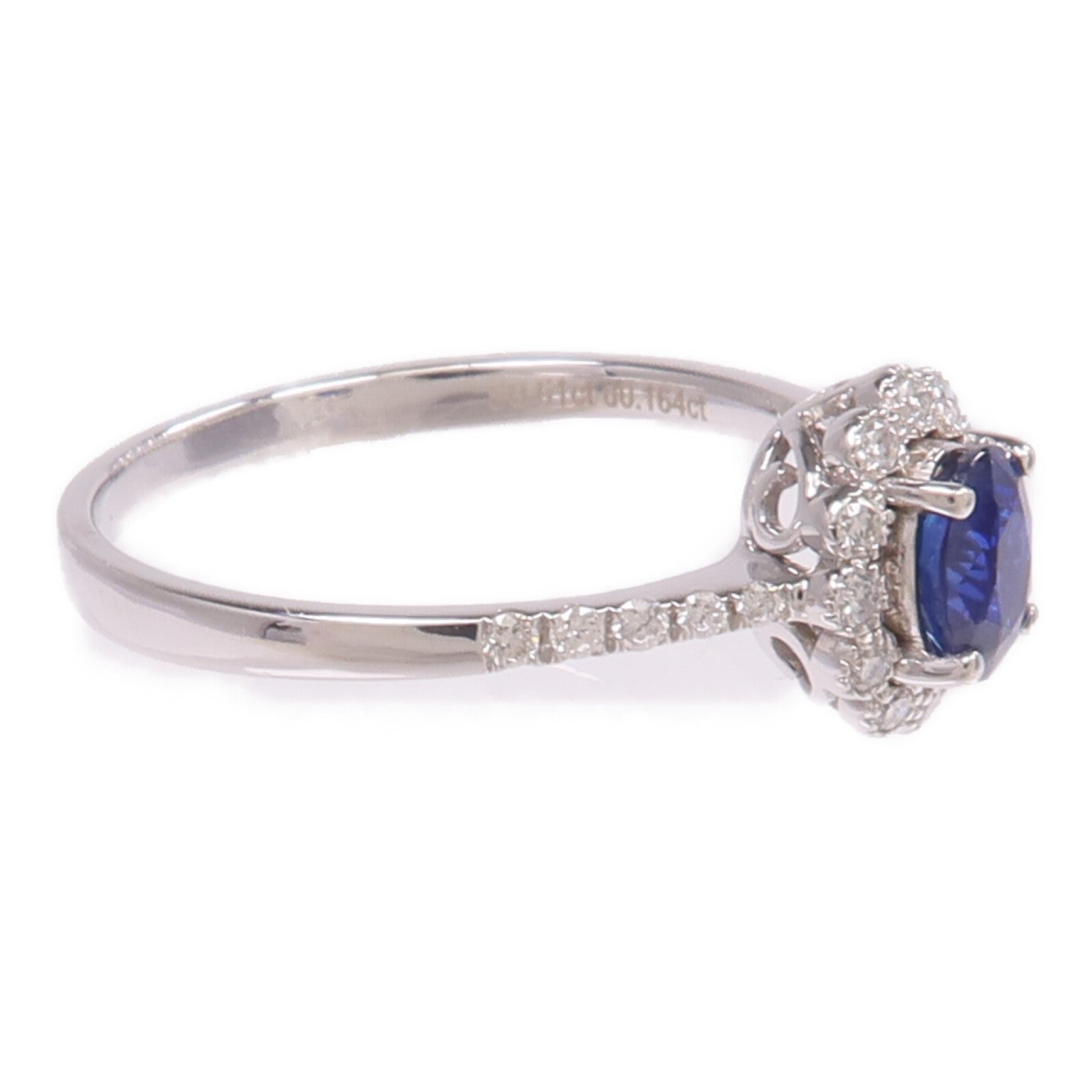 JEWELRY 【激減優惠】18K白金Sapphire Diamond Ring藍寶石/鑽石戒指US#6.5