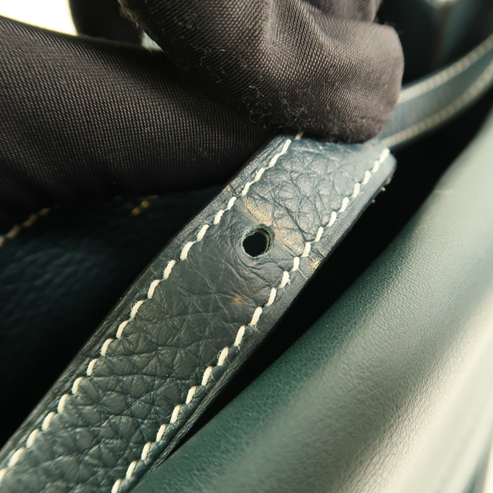 HERMES Clemence皮革Halzan 31手挽肩背兩用袋Vert Cypres