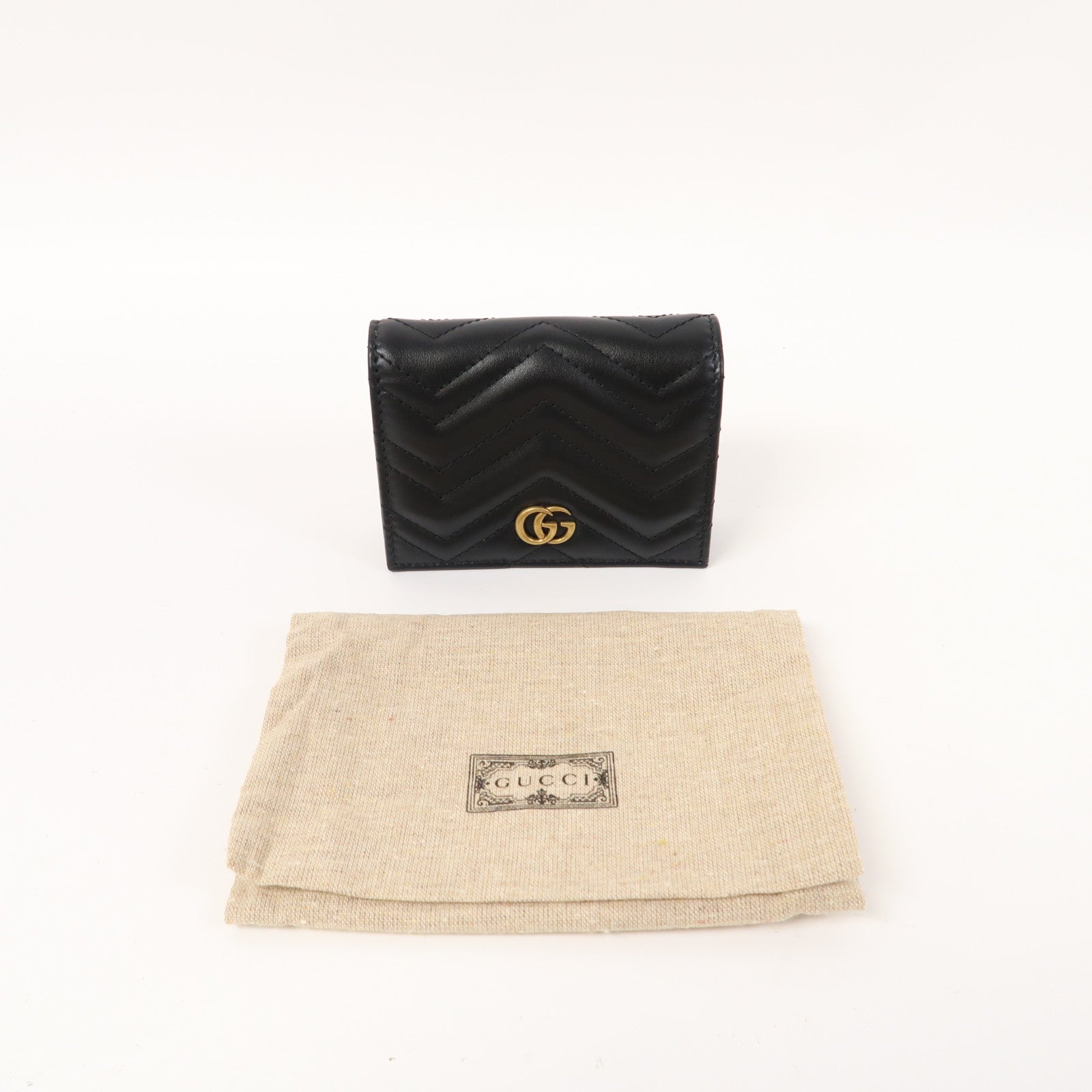 GUCCI 斜紋牛皮皮革Wallet金扣錢包黑色