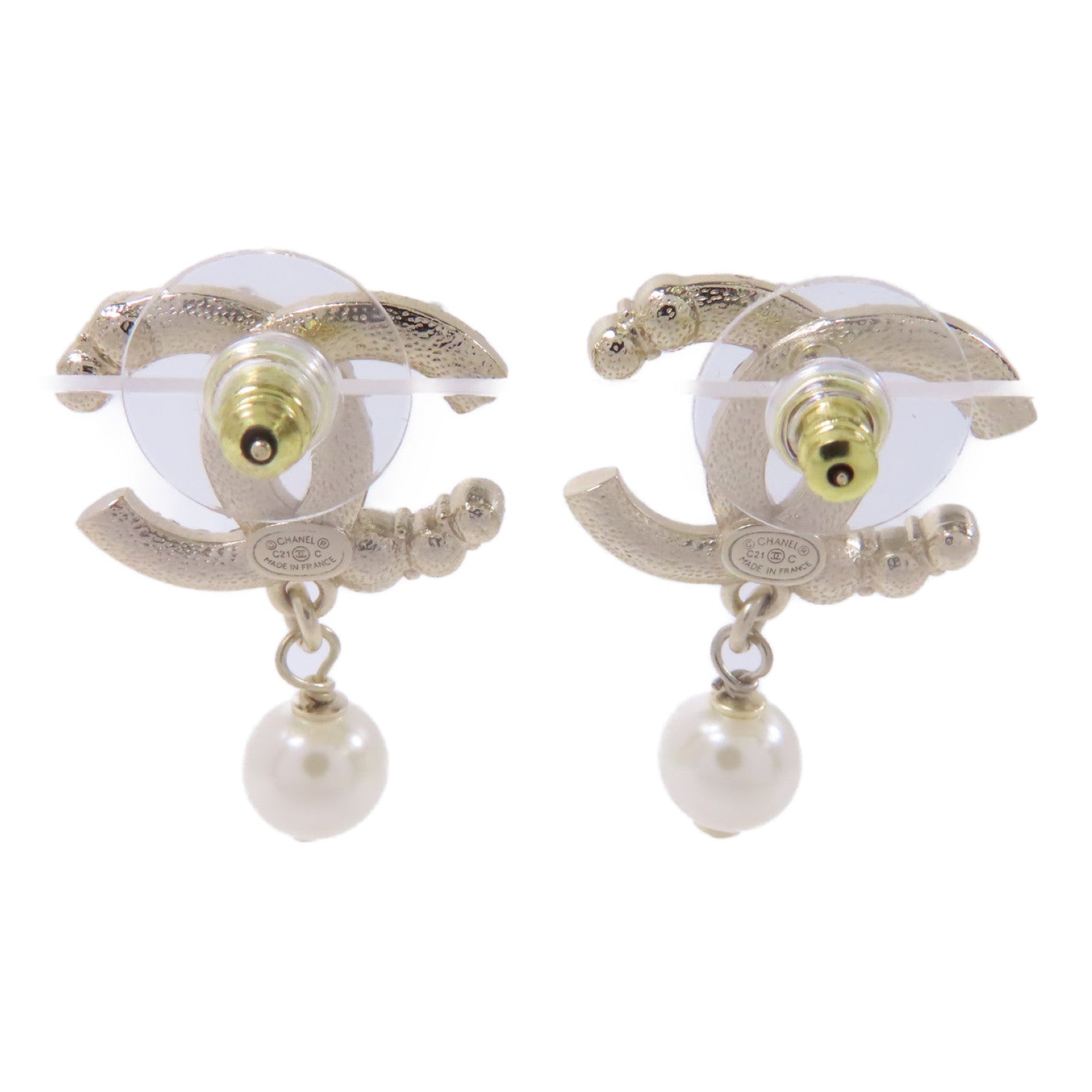 CHANEL PVC/金屬Earrings耳環白色/金色/透明