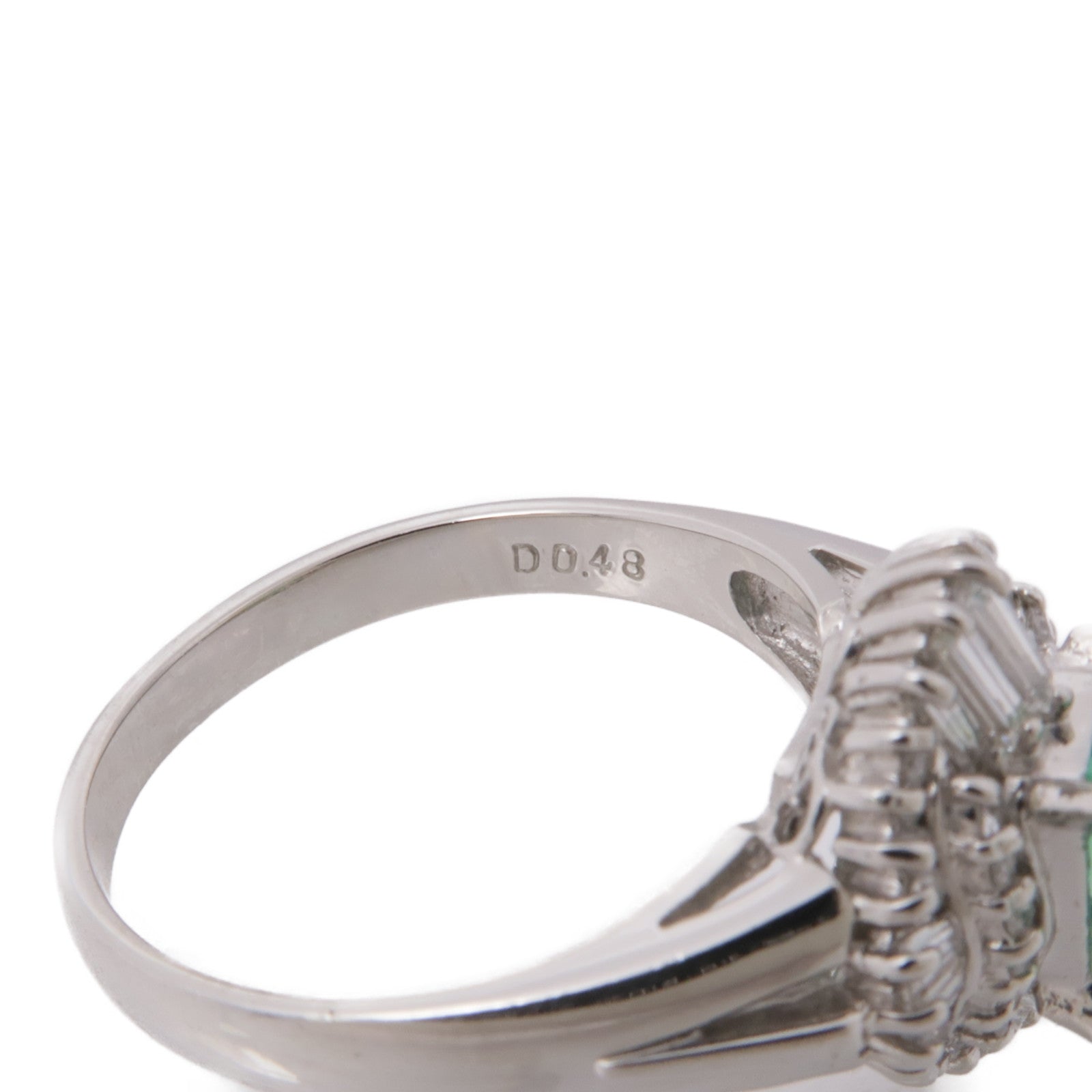 JEWELRY PT900鉑金Emerald/Diamond Ring綠寶石/鑽石戒指US#6.75