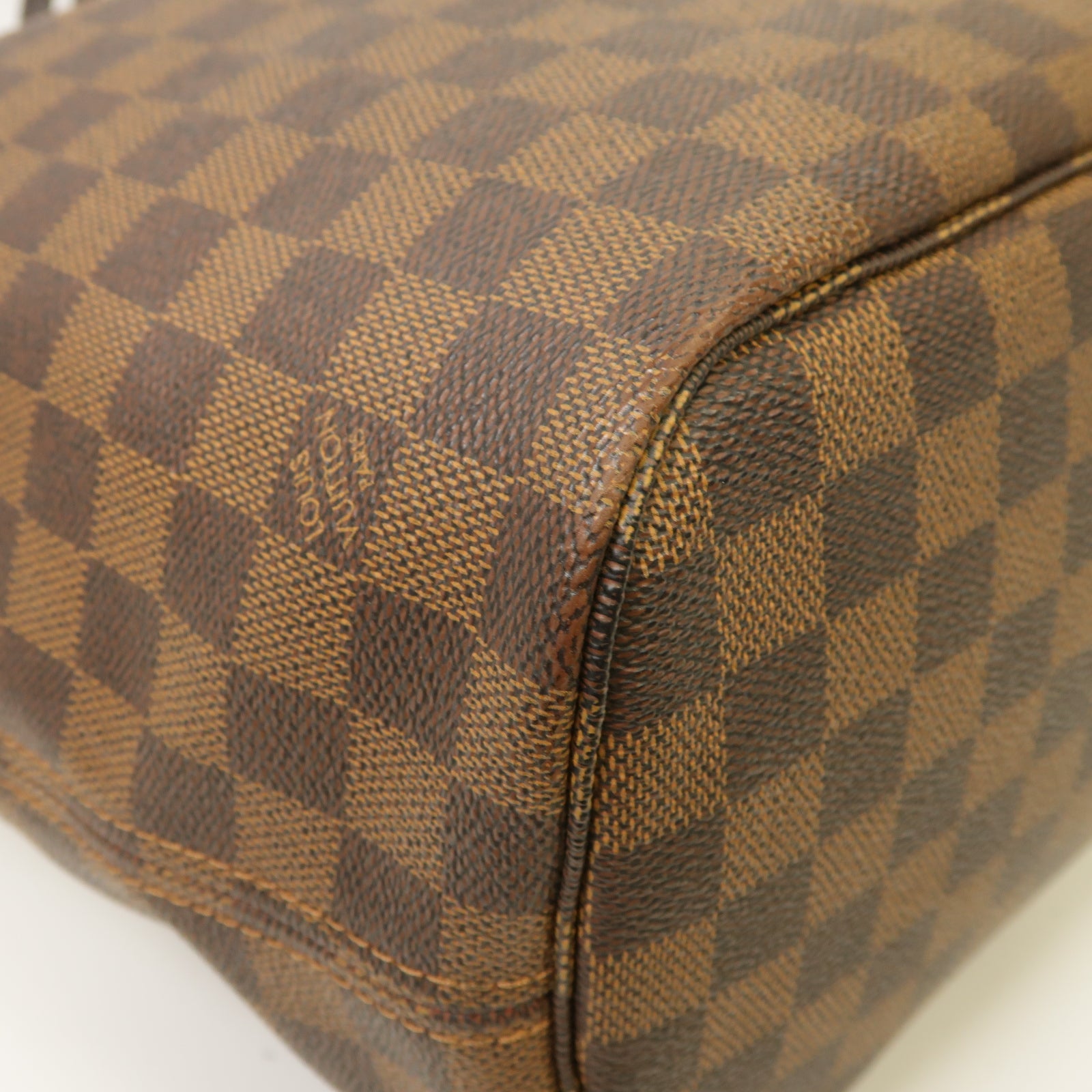 LOUIS VUITTON 【激減優惠】Damier Neverfull MM金扣手挽袋啡色