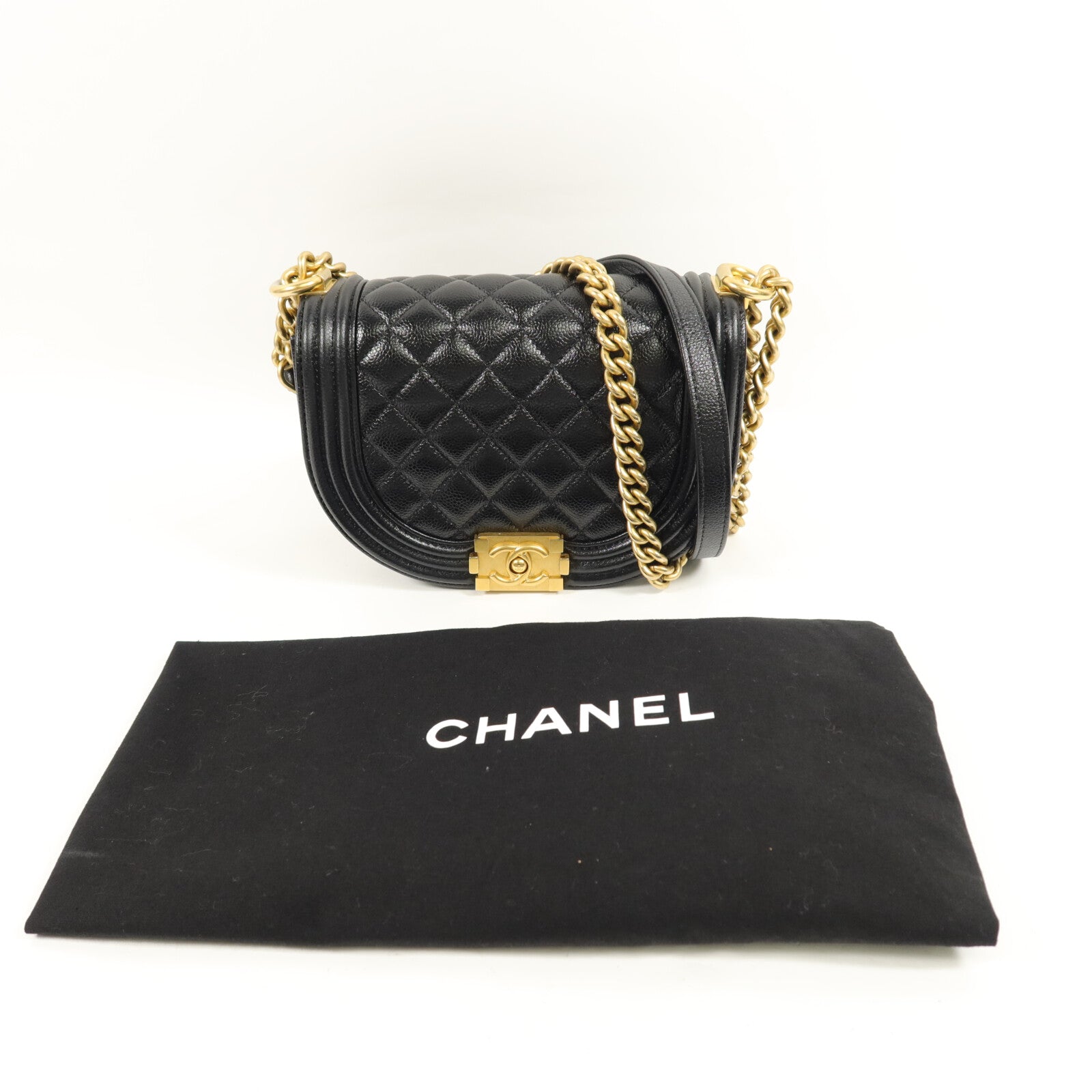 CHANEL 牛皮皮革Boy Messenger鏈帶肩背袋