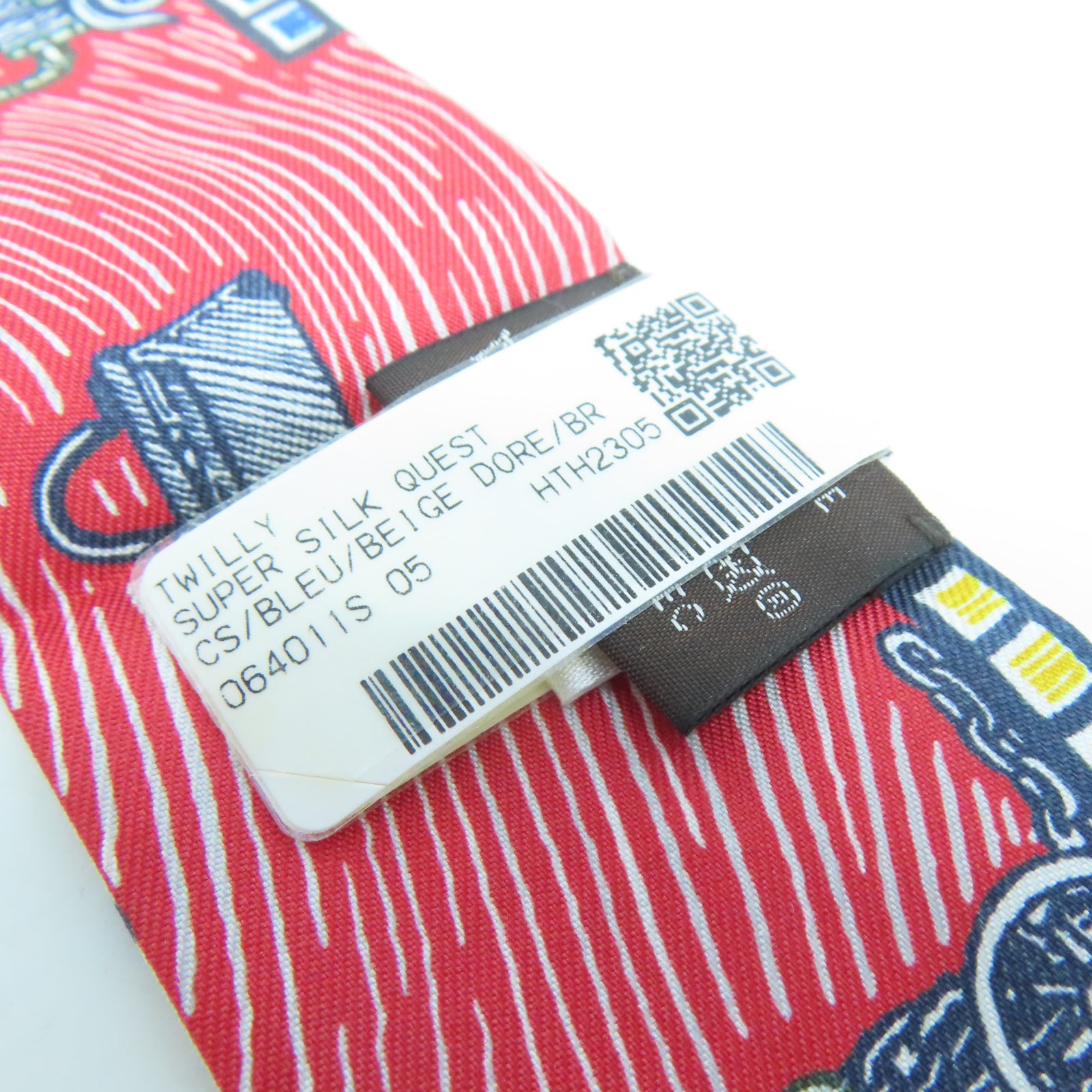 HERMES 【激減優惠】絲質Twilly Scarf絲巾藍色/紅色