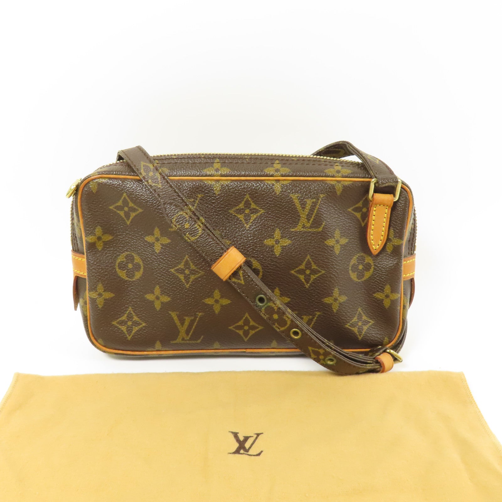 LOUIS VUITTON Monogram Marly Bandouliere金扣肩背袋棕色