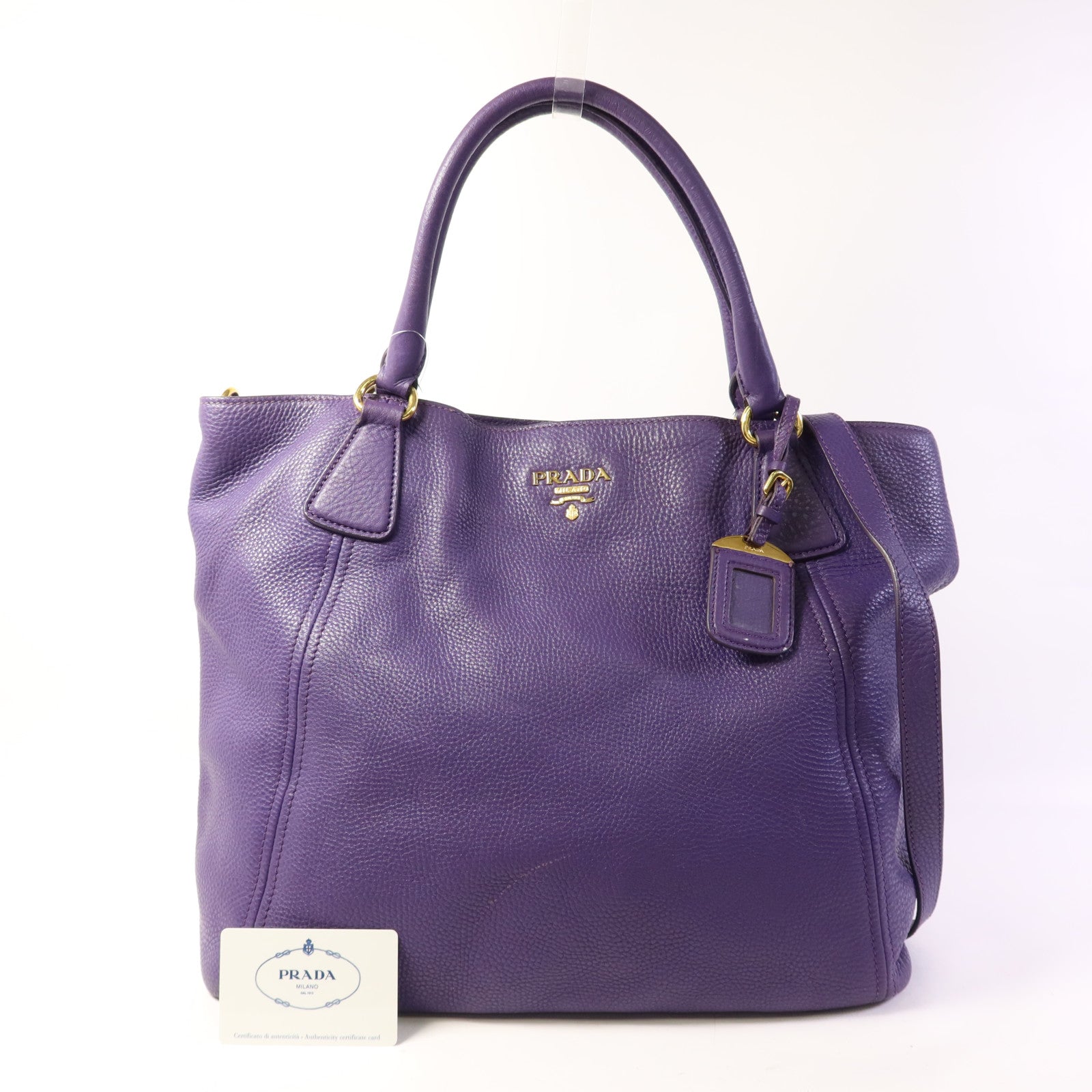 PRADA 【激減優惠】牛皮皮革2 Way Shoulder Bag金扣手挽肩背兩用袋