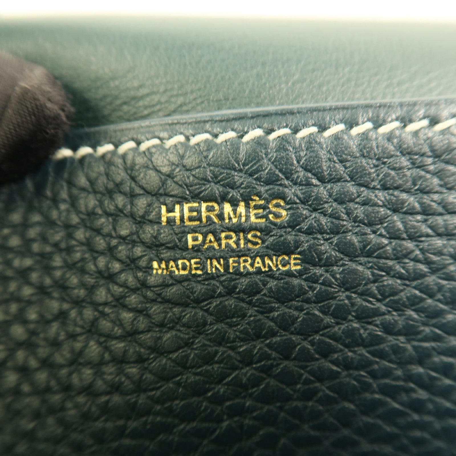 HERMES Clemence皮革Halzan 31手挽肩背兩用袋Vert Cypres