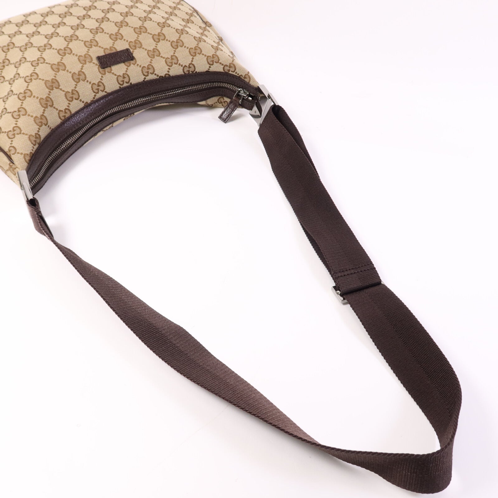 GUCCI 帆布Shoulder Bag銀扣肩背袋