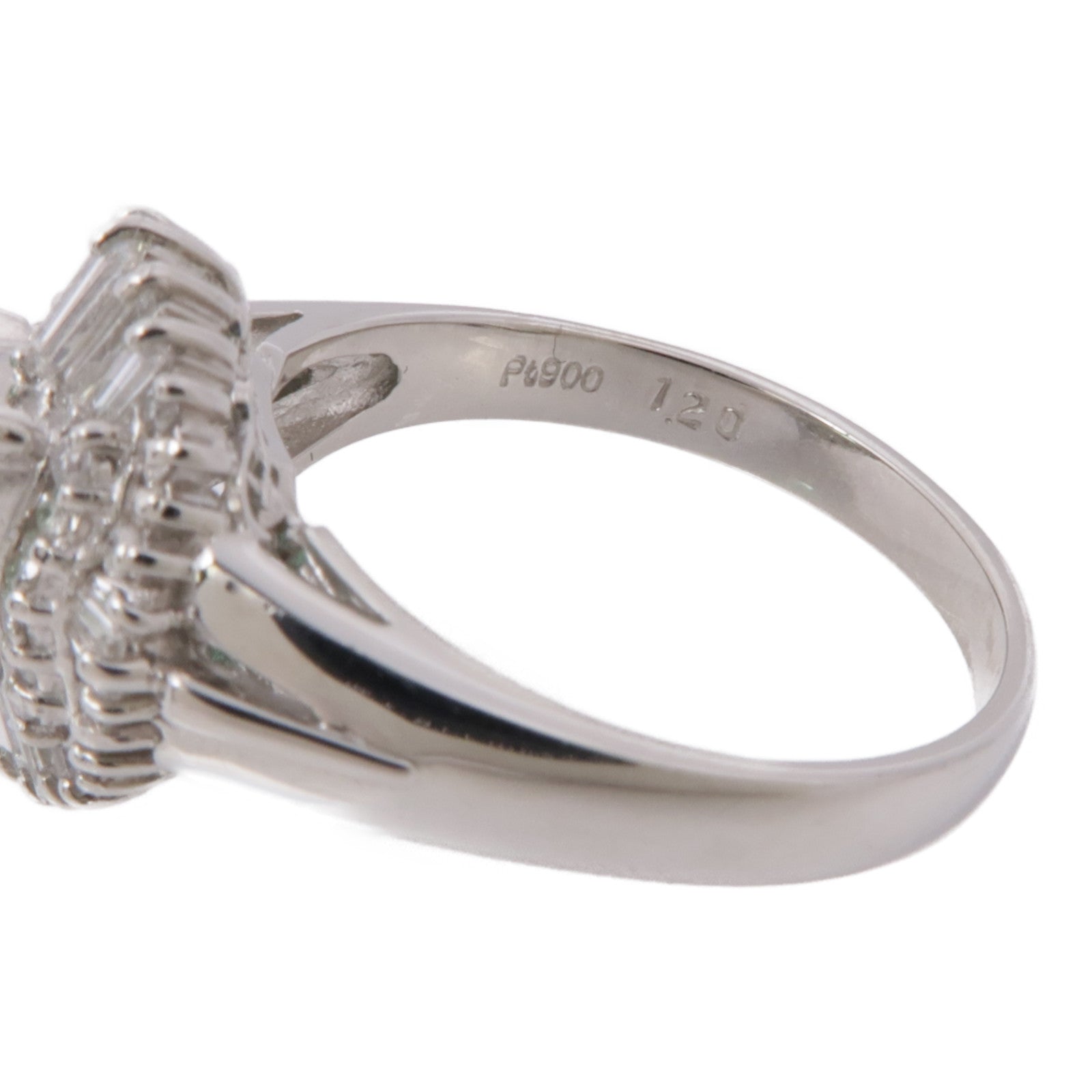 JEWELRY PT900鉑金Emerald/Diamond Ring綠寶石/鑽石戒指US#6.75