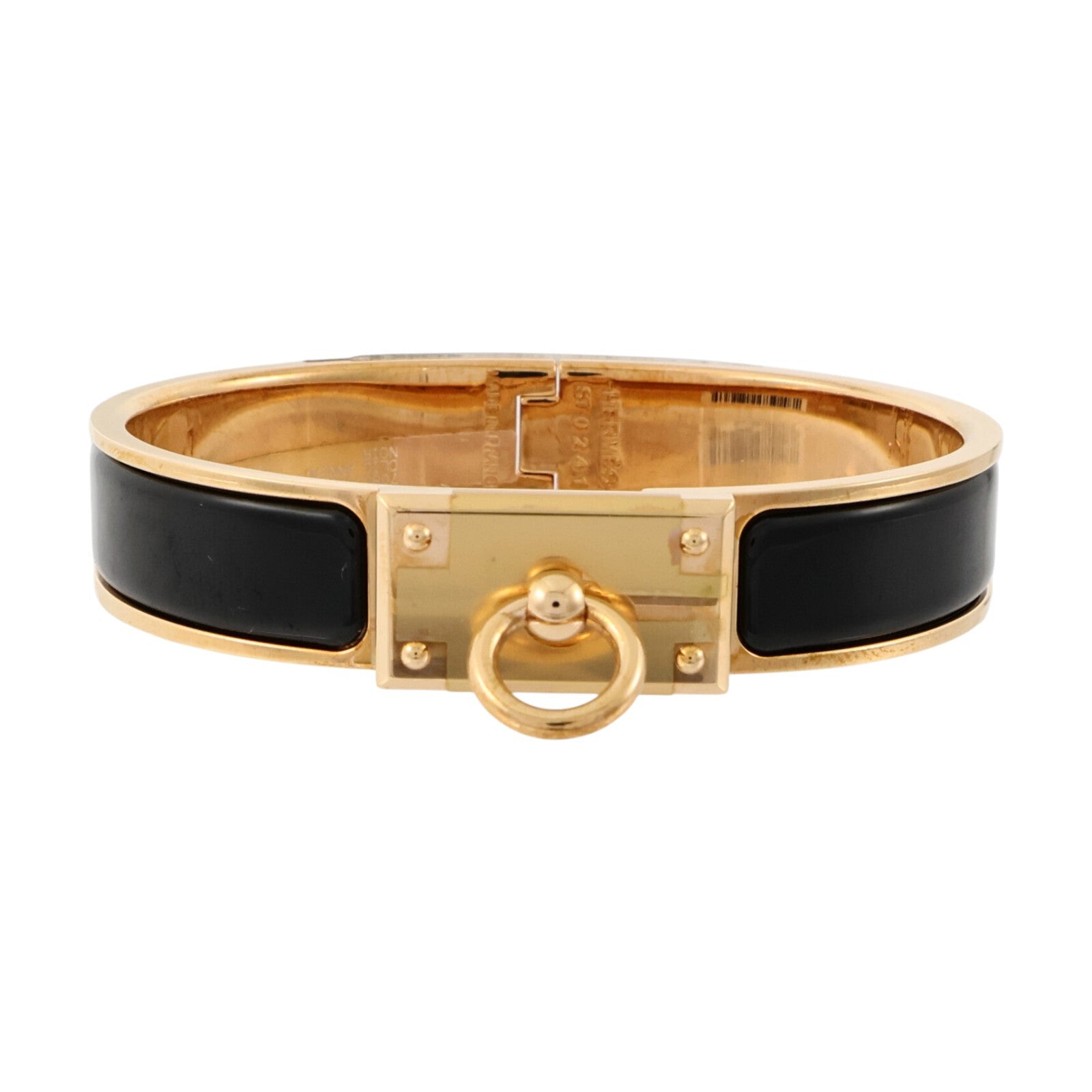 HERMES 金屬/琺瑯Clic Anneau手鐲Black