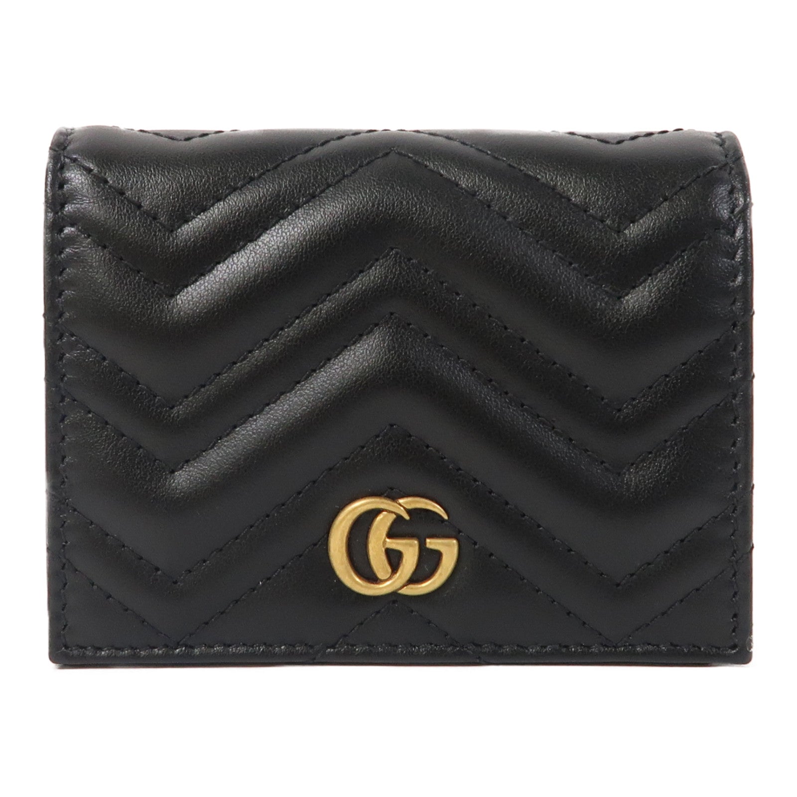 GUCCI 斜紋牛皮皮革Wallet金扣錢包黑色