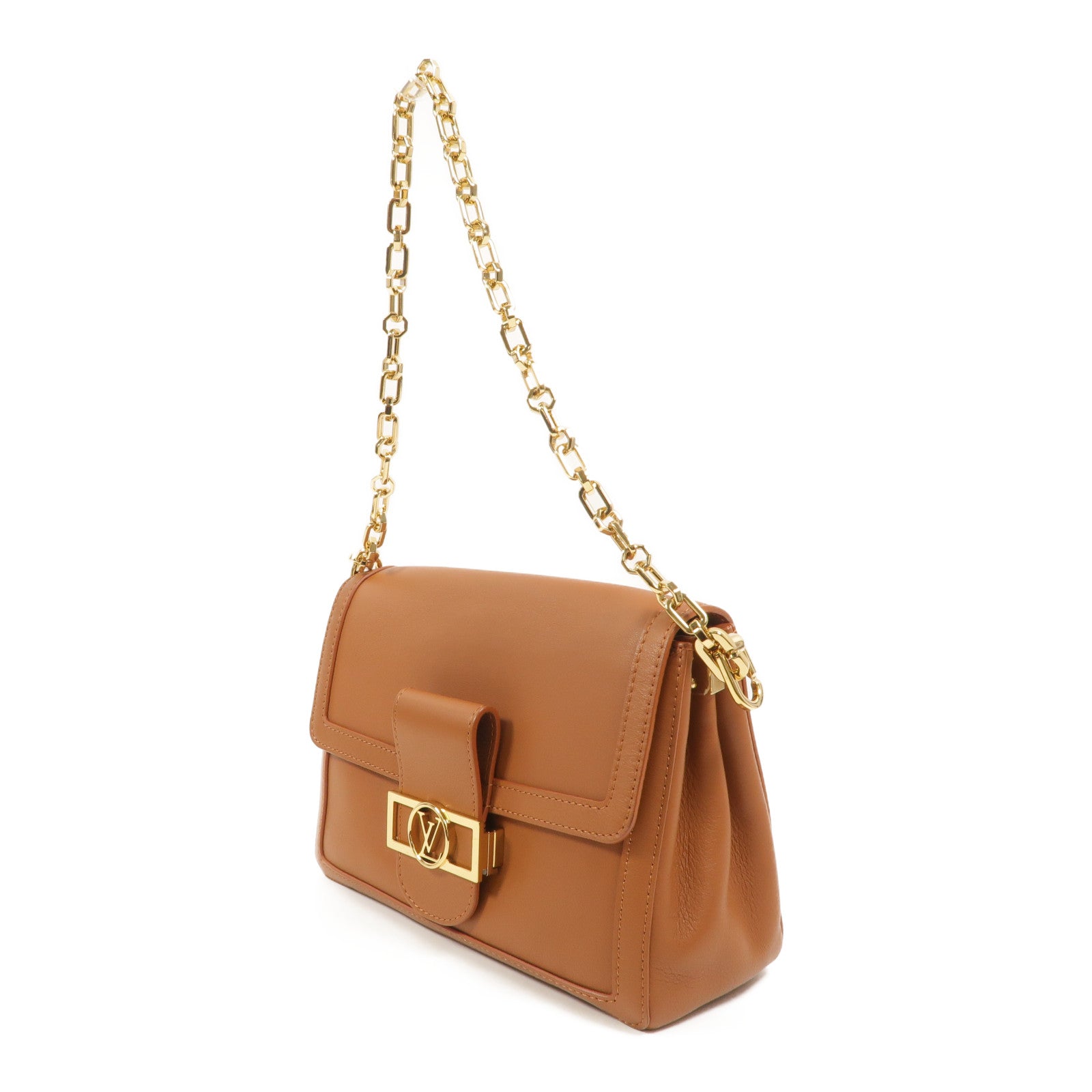 LOUIS VUITTON 牛皮皮革Dauphine Soft MM鏈帶手挽肩背兩用袋