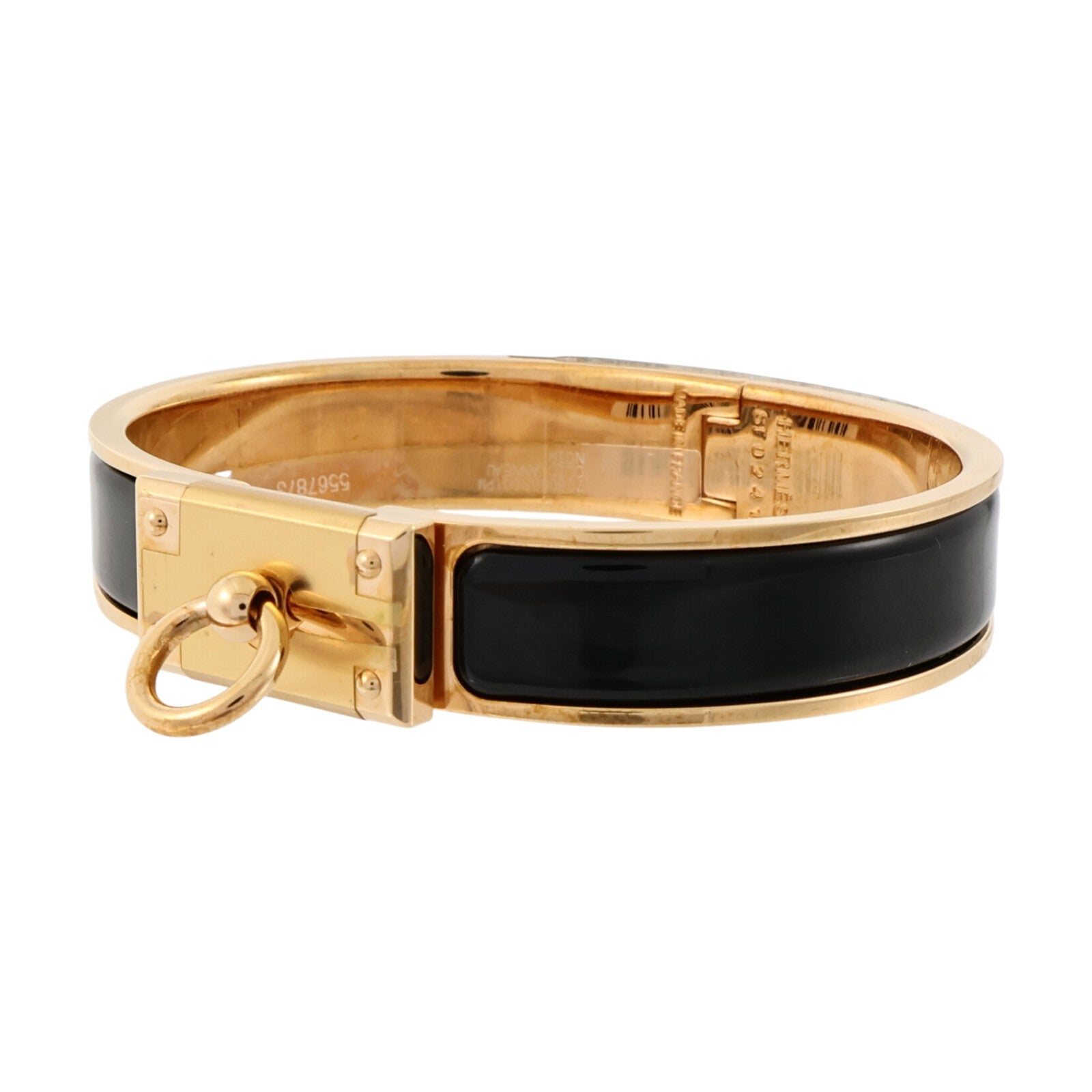 HERMES 金屬/琺瑯Clic Anneau手鐲Black