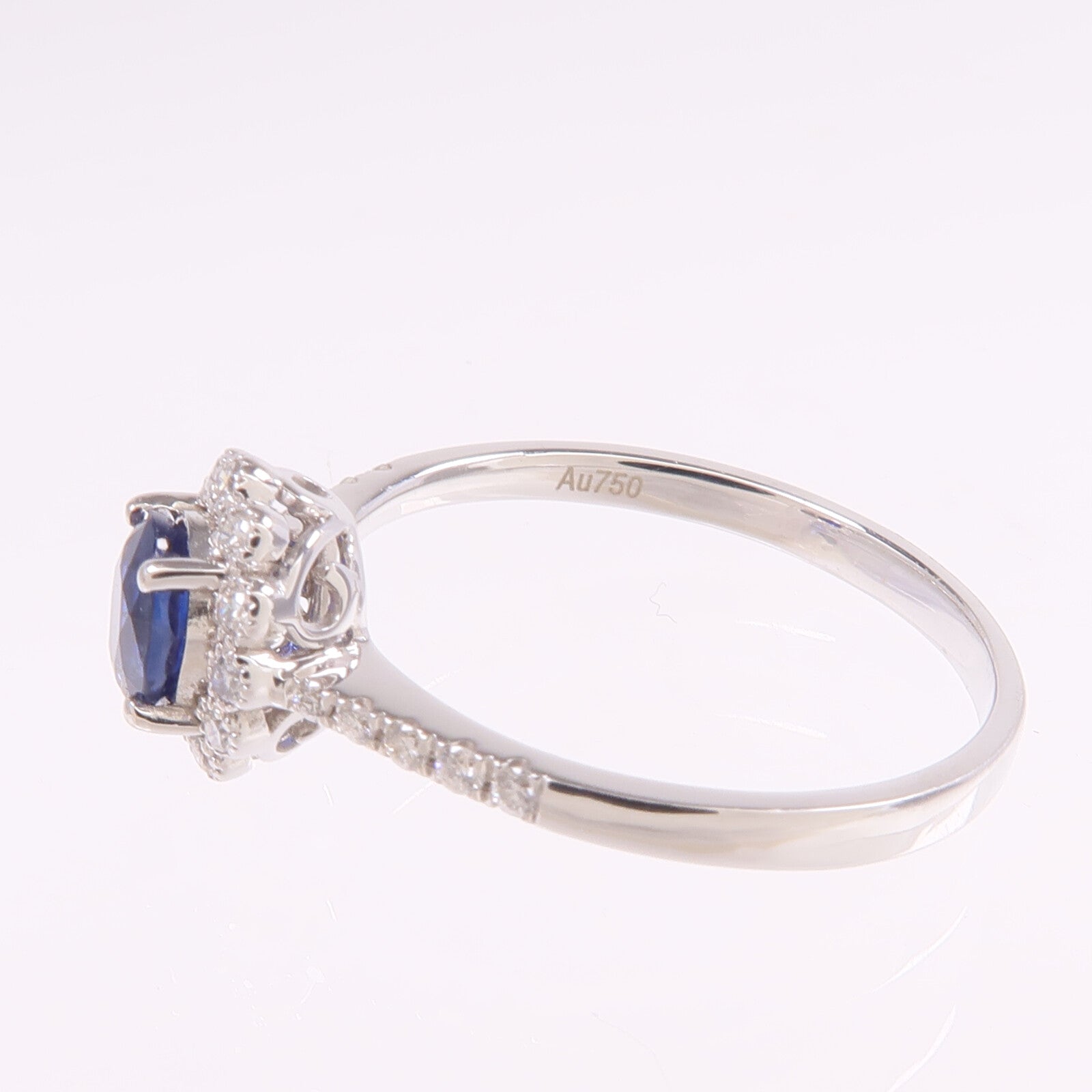 JEWELRY 【激減優惠】18K白金Sapphire Diamond Ring藍寶石/鑽石戒指US#6.5
