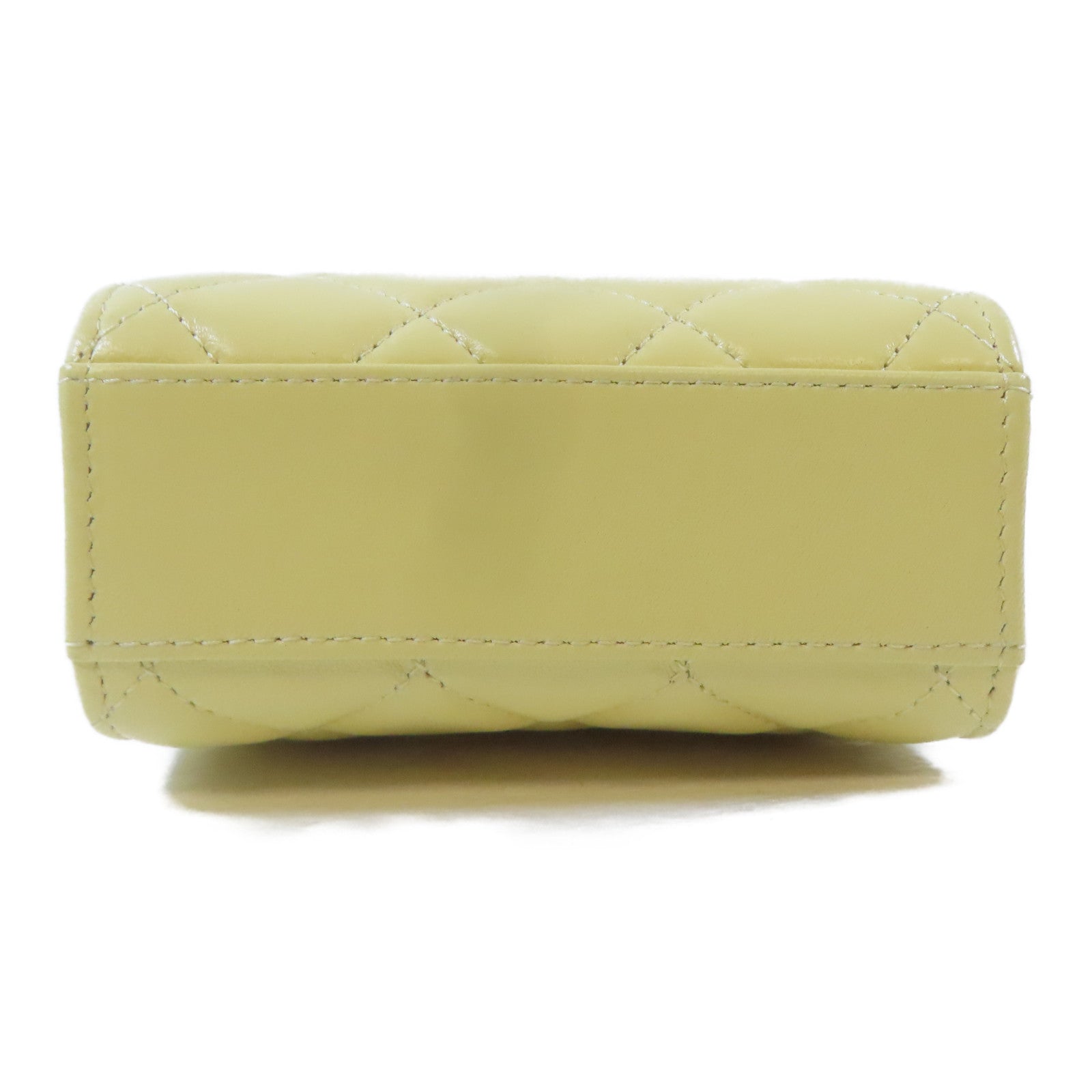 CHANEL 菱格羊皮皮革Phone Holder Shoulder Bag金扣鏈帶肩背袋黃色