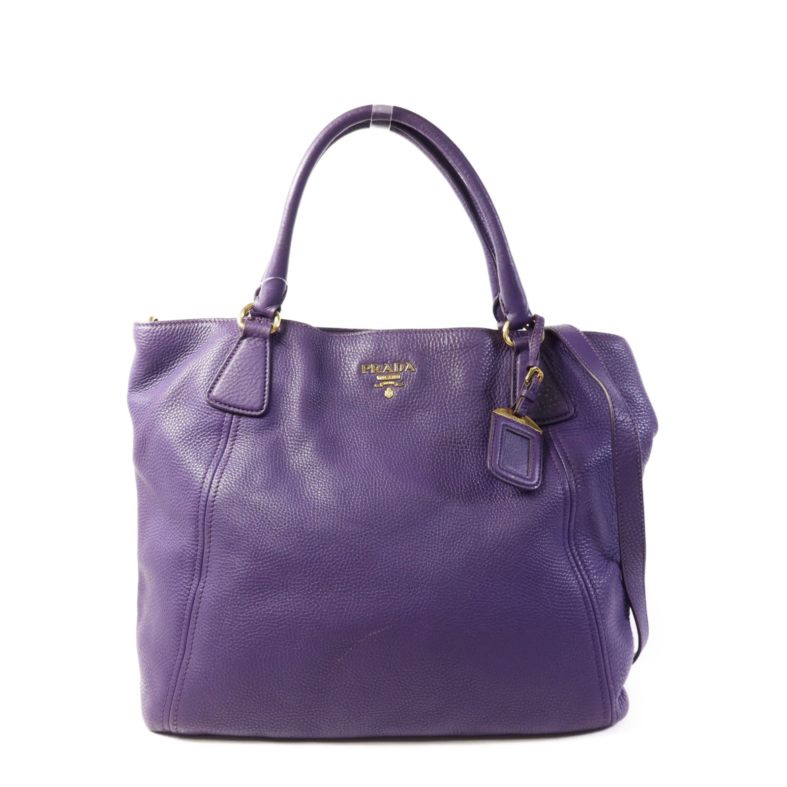 PRADA 【激減優惠】牛皮皮革2 Way Shoulder Bag金扣手挽肩背兩用袋