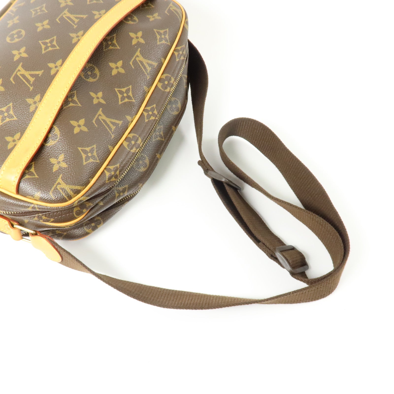 LOUIS VUITTON Monogram Reporter PM金扣肩背袋棕色