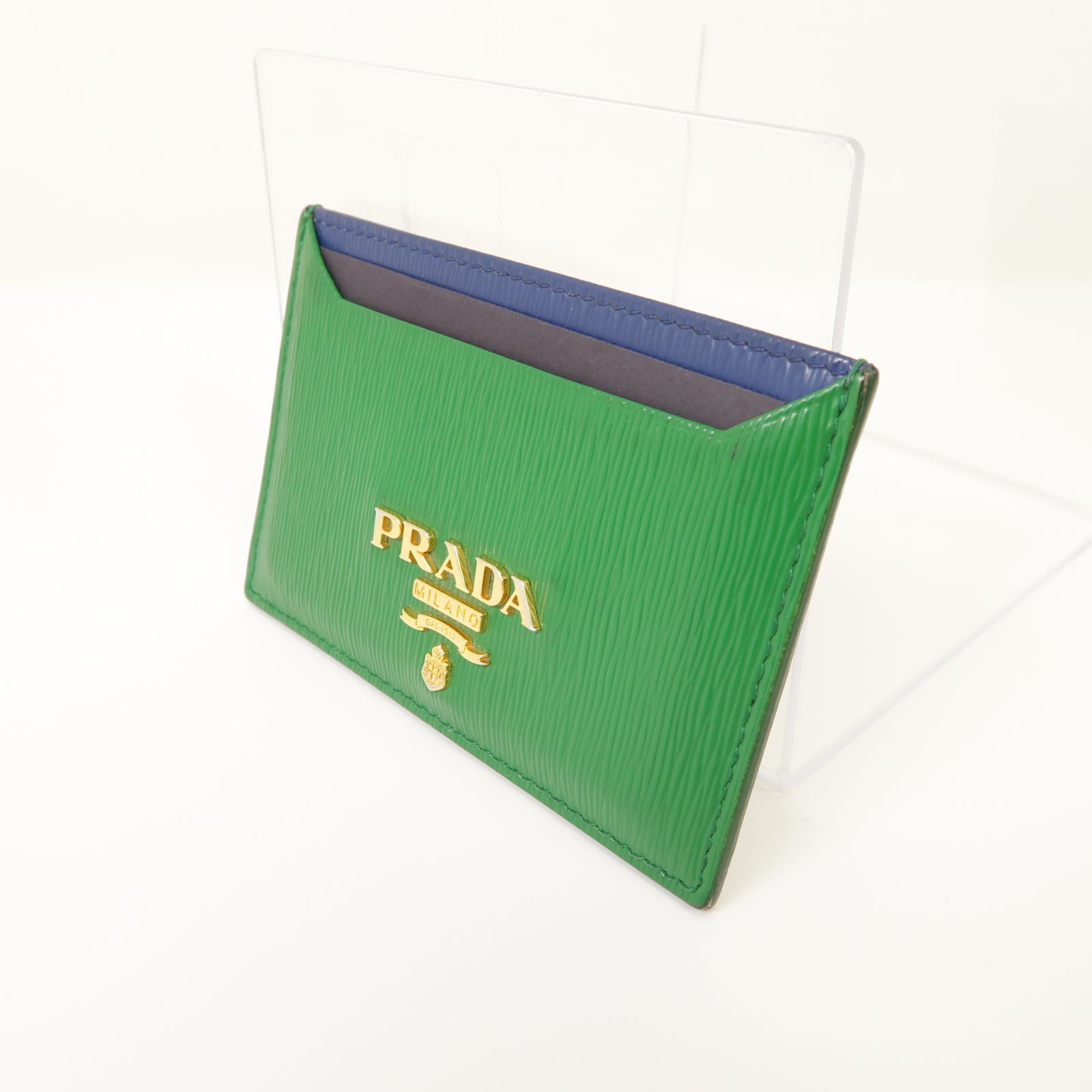 PRADA 皮革Card Case金扣卡片套綠色