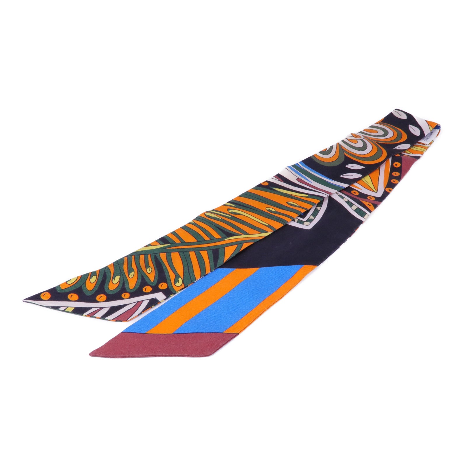 HERMES Twilly Scarf Scarves Silk Orange Multicolor