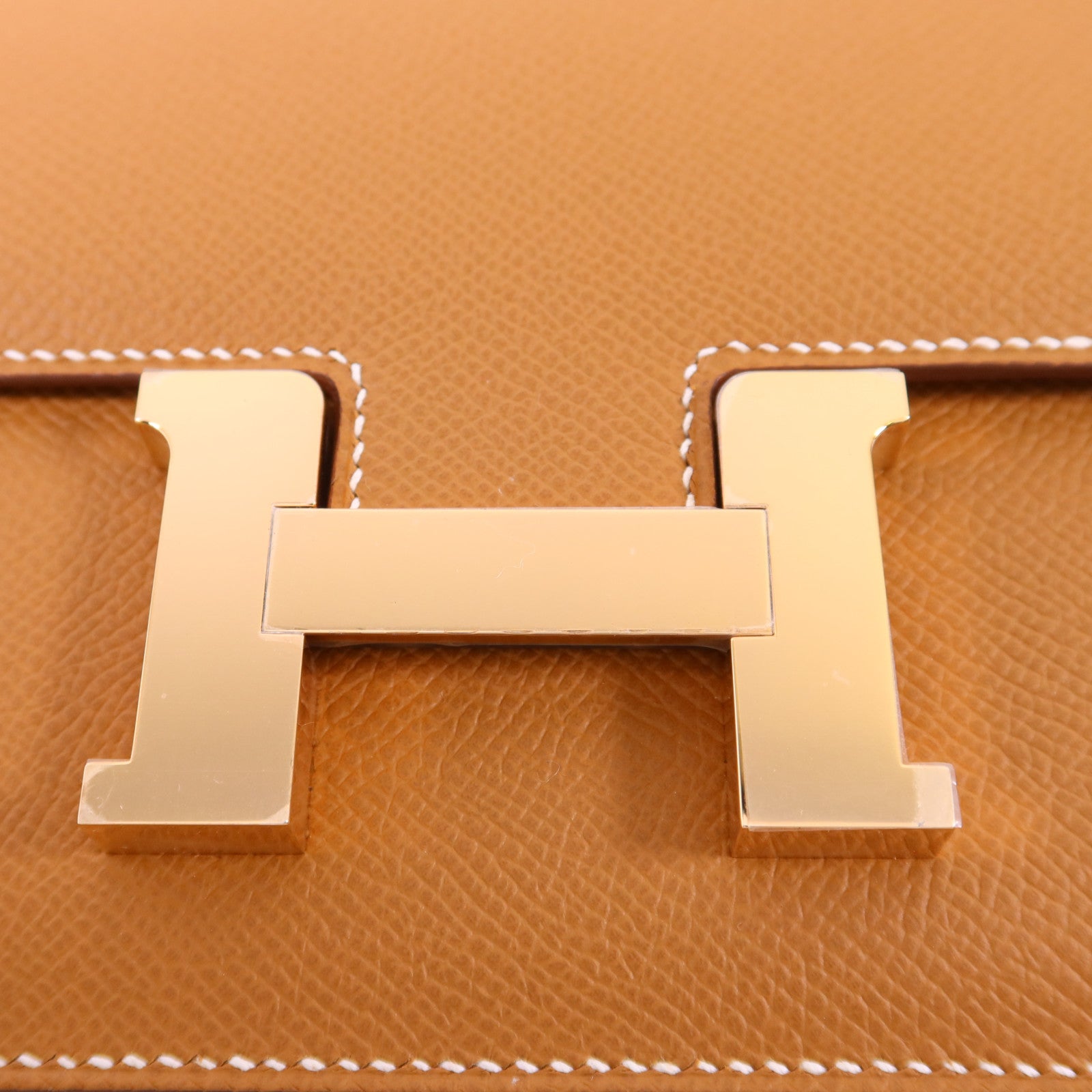 HERMES Epsom皮革Constance Elan金扣肩背袋Gold