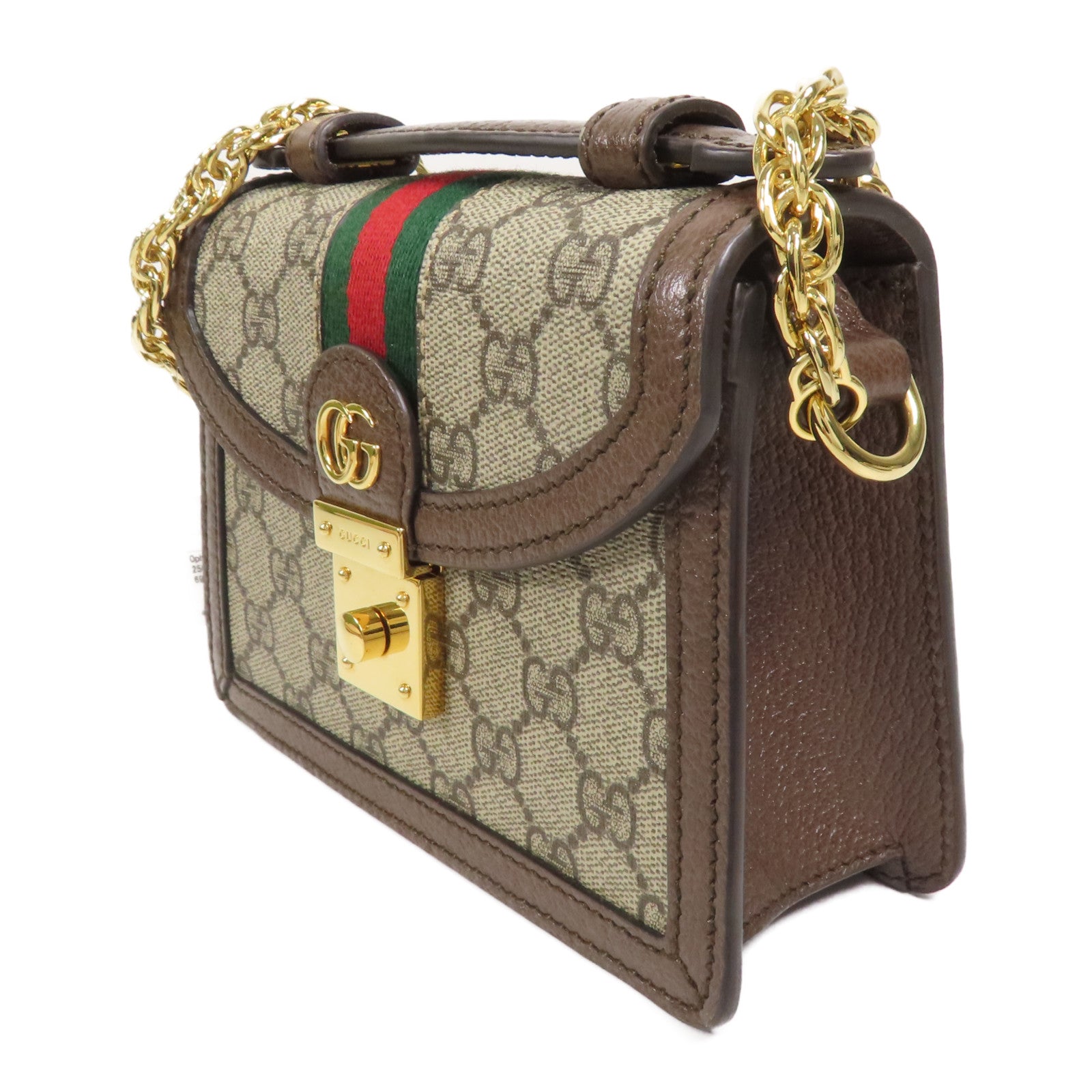 GUCCI 塗層帆布/牛皮皮革Ophidia Mini Top Handle Bag金扣手挽肩背兩用袋