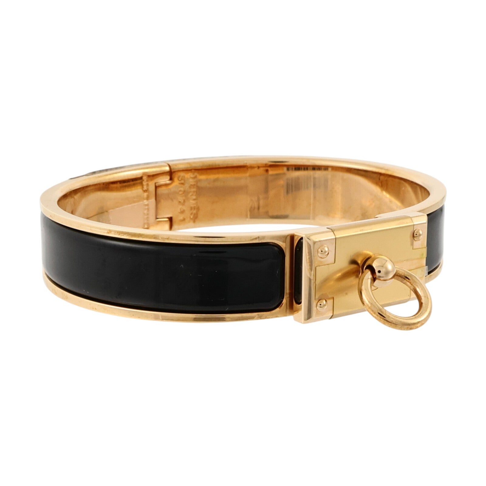 HERMES 金屬/琺瑯Clic Anneau手鐲Black