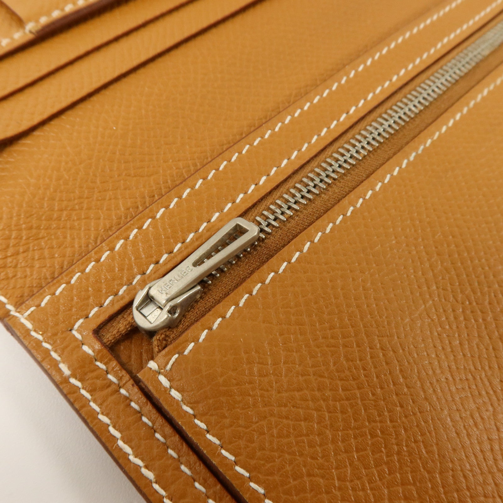 HERMES Epsom皮革Bearn Long Wallet銀扣長錢包Gold