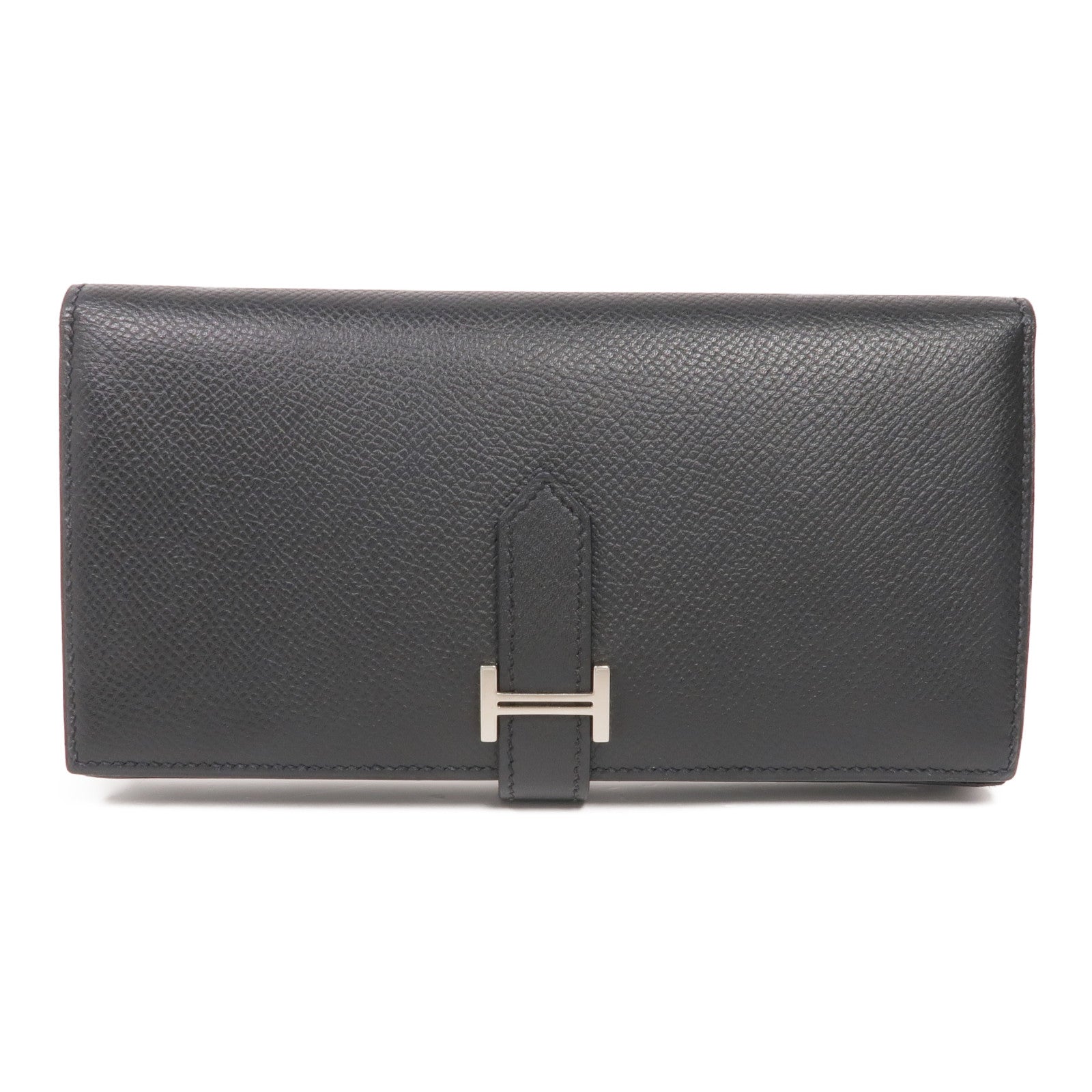HERMES Epsom皮革Bearn Wallet銀扣長錢包Noir