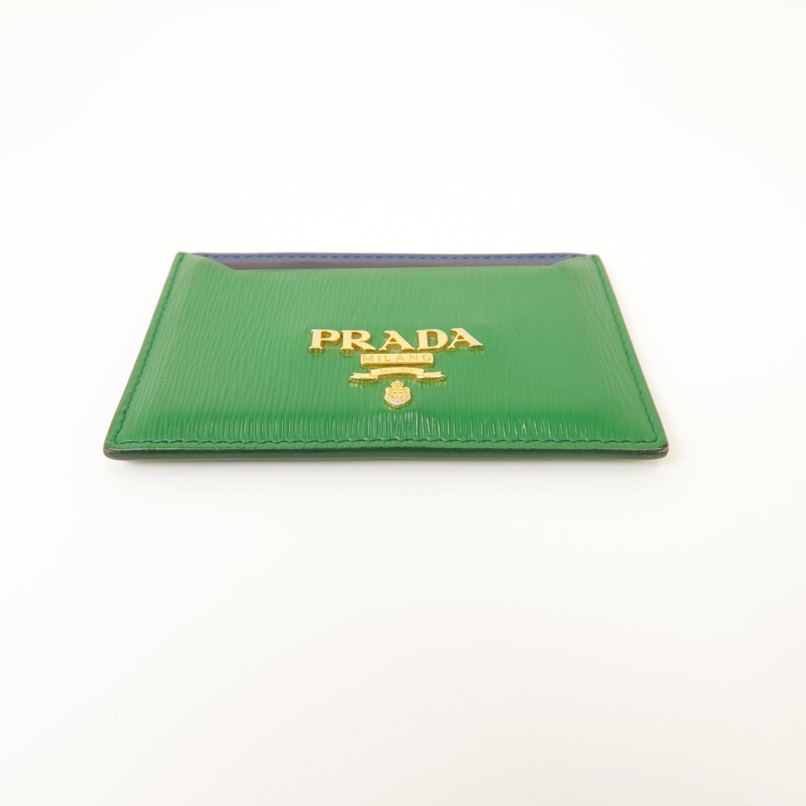 PRADA 皮革Card Case金扣卡片套綠色
