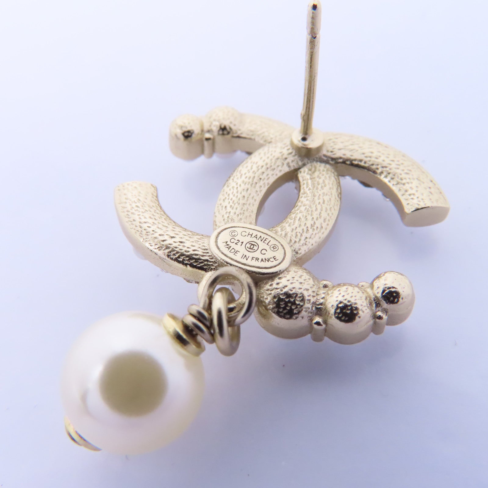 CHANEL PVC/金屬Earrings耳環白色/金色/透明