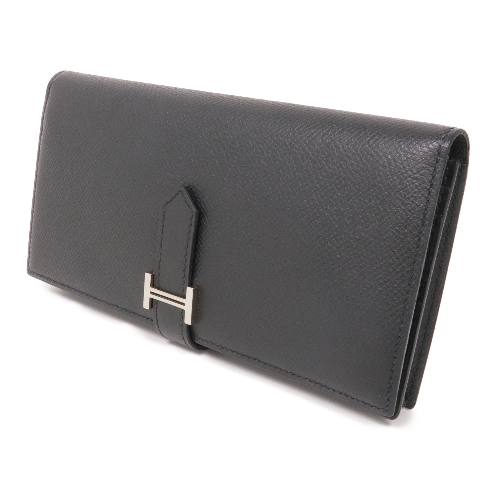 HERMES Epsom皮革Bearn Wallet銀扣長錢包Noir