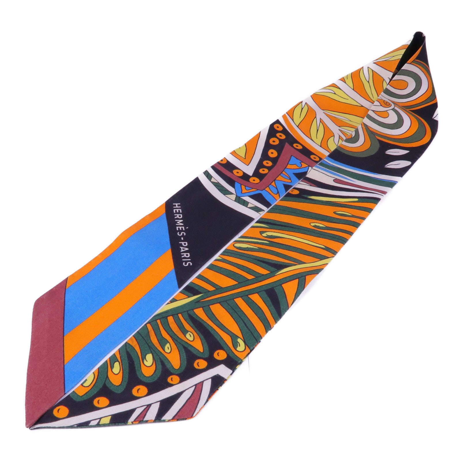 HERMES Twilly Scarf Scarves Silk Orange Multicolor