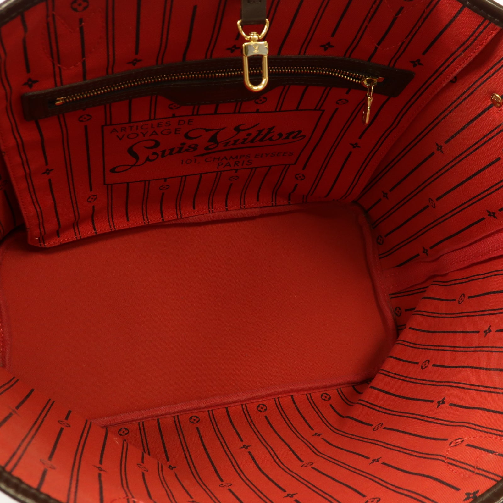 LOUIS VUITTON 【激減優惠】Damier Neverfull MM金扣手挽袋啡色