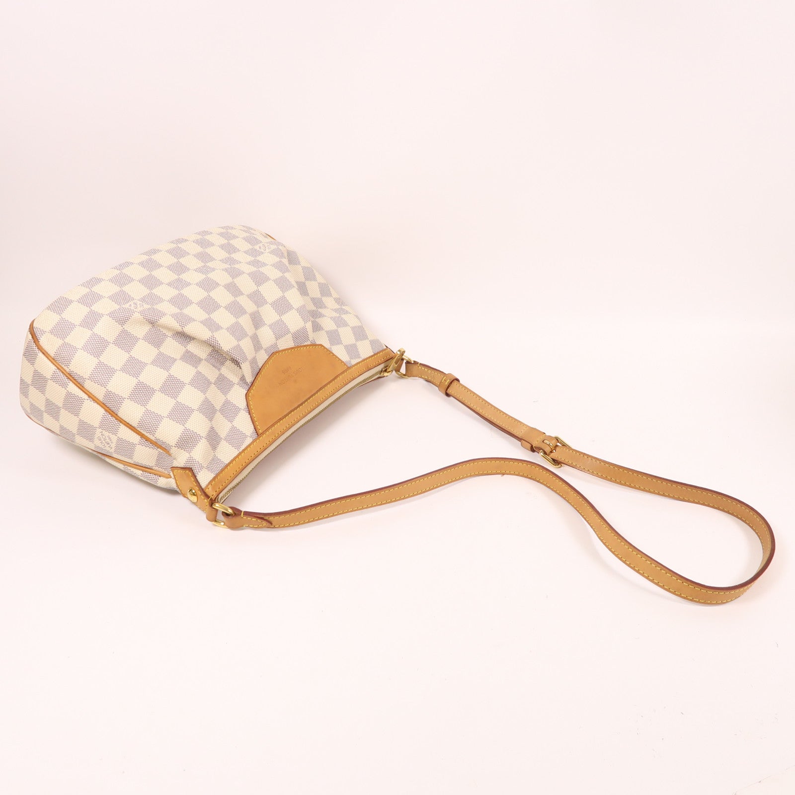LOUIS VUITTON Damier Azur Siracusa金扣肩背袋