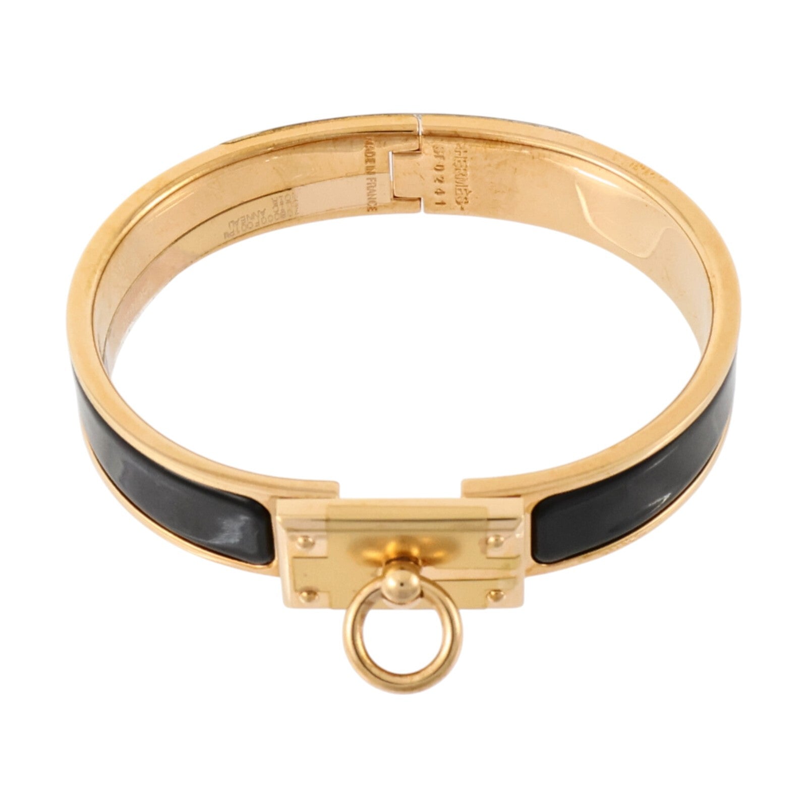 HERMES 金屬/琺瑯Clic Anneau手鐲Black