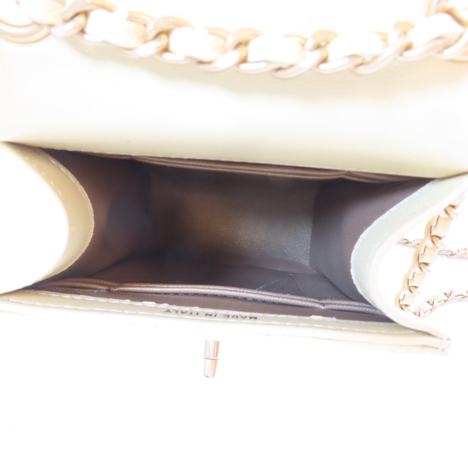 CHANEL 菱格羊皮皮革Phone Holder Shoulder Bag金扣鏈帶肩背袋黃色