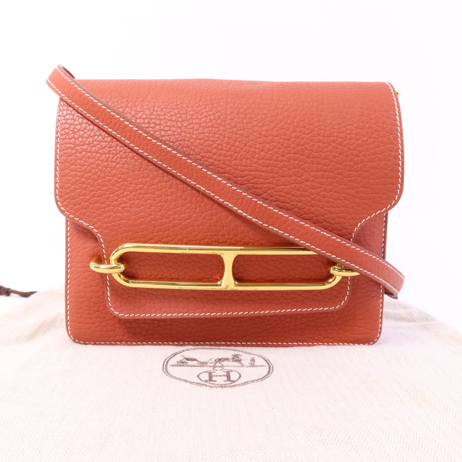HERMES Clemence皮革 Roulis 23金扣肩背袋