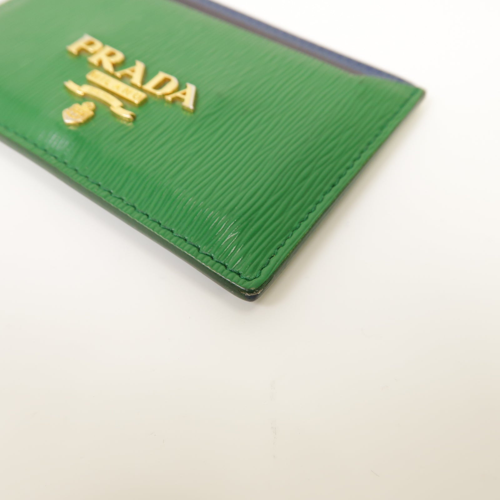 PRADA 皮革Card Case金扣卡片套綠色