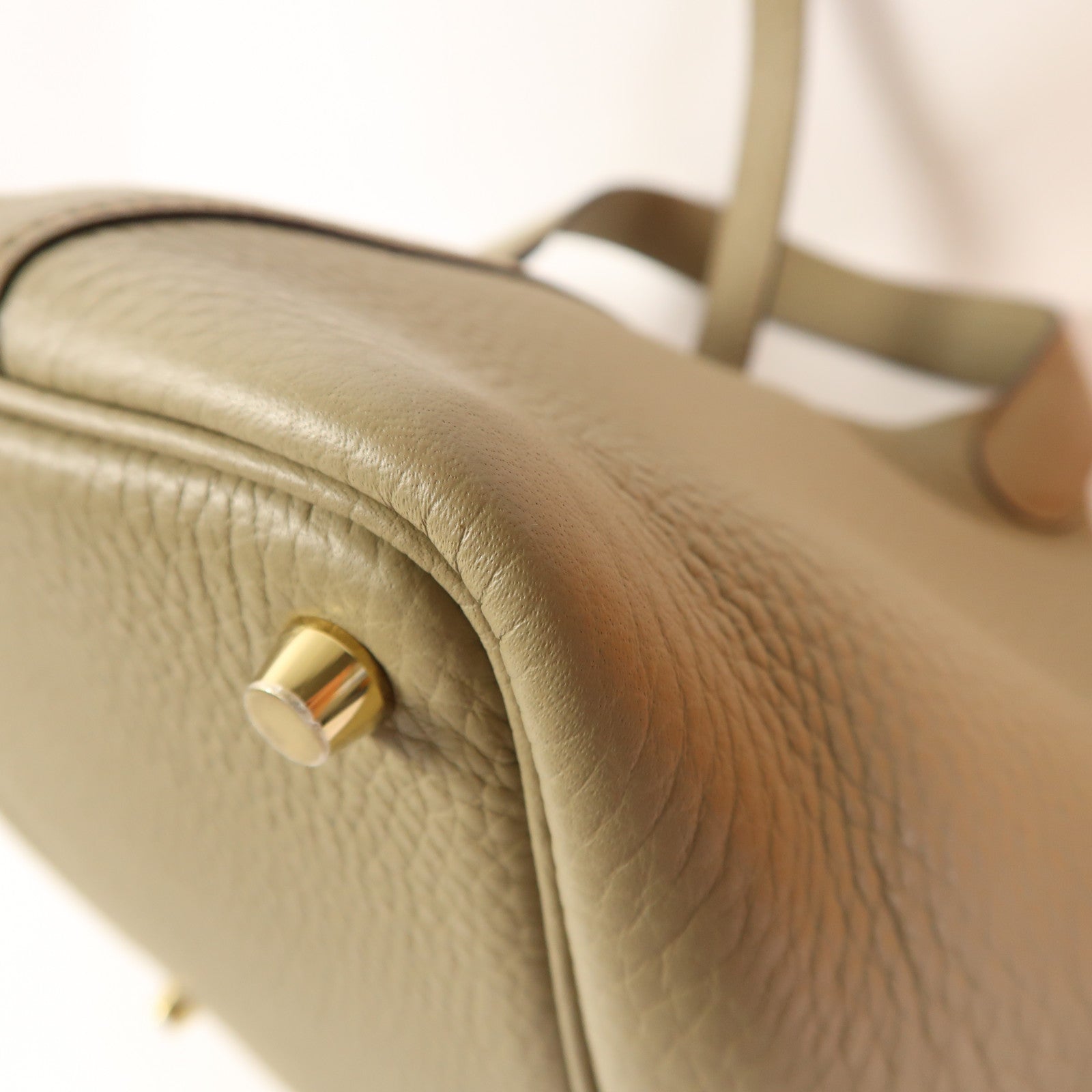 HERMES Clemence皮革Picotin PM金扣手挽袋Beige Marfa
