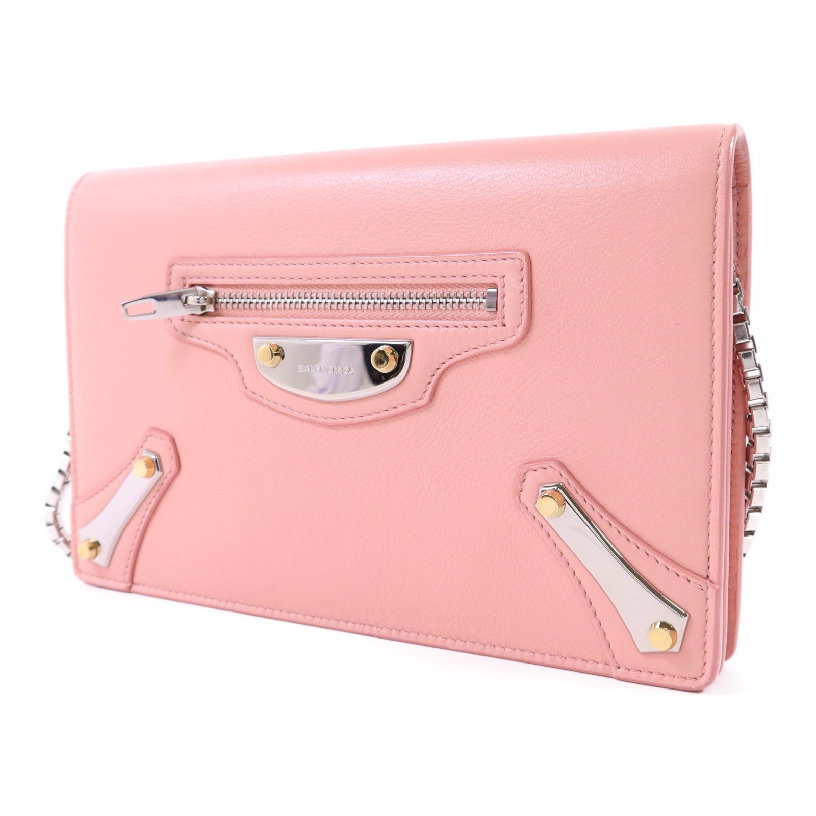 BALENCIAGA 牛皮皮革Shoulder Bag銀扣鏈帶肩背袋