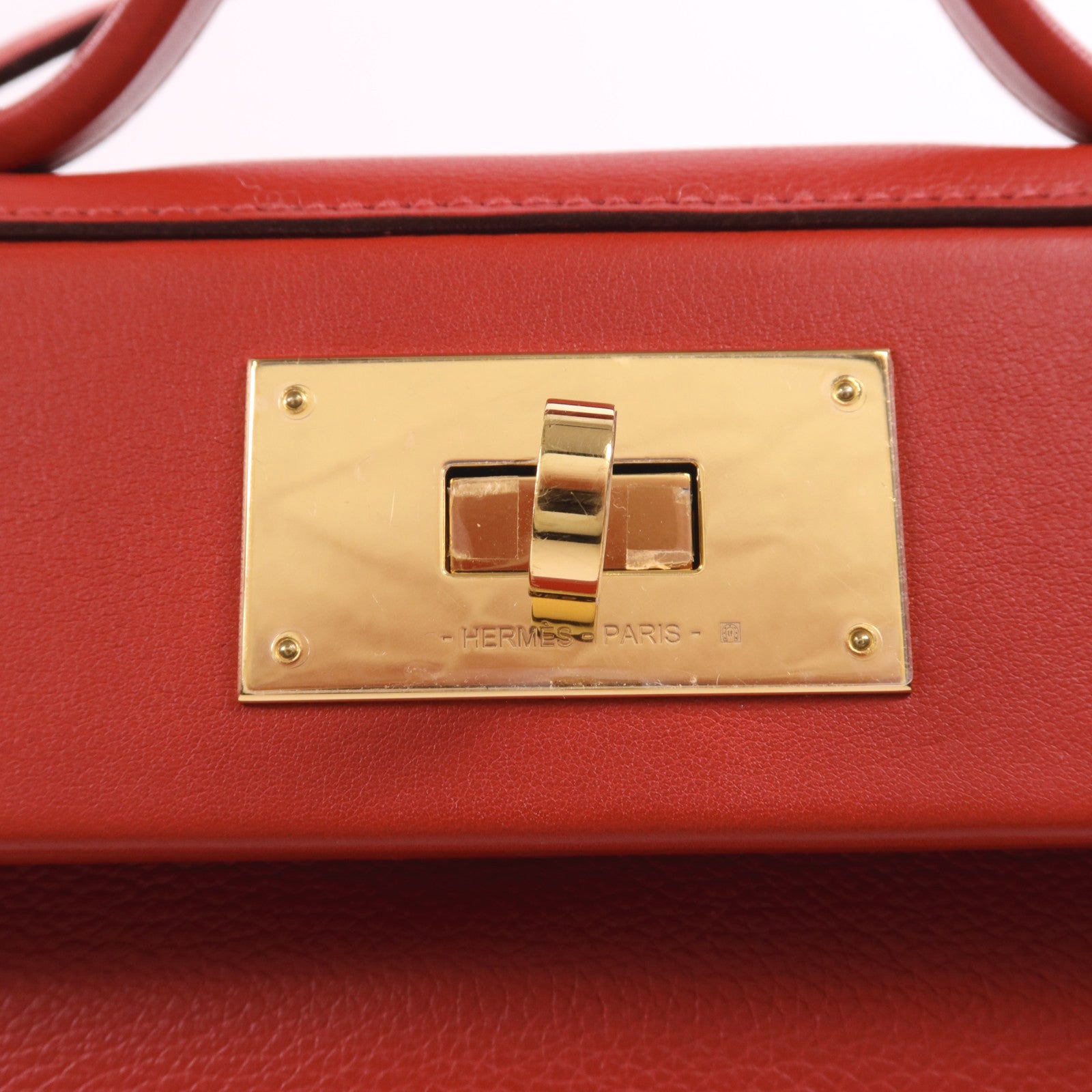 HERMES Evercolor皮革24/24 Mini金扣手挽肩背兩用袋Rouge Piment