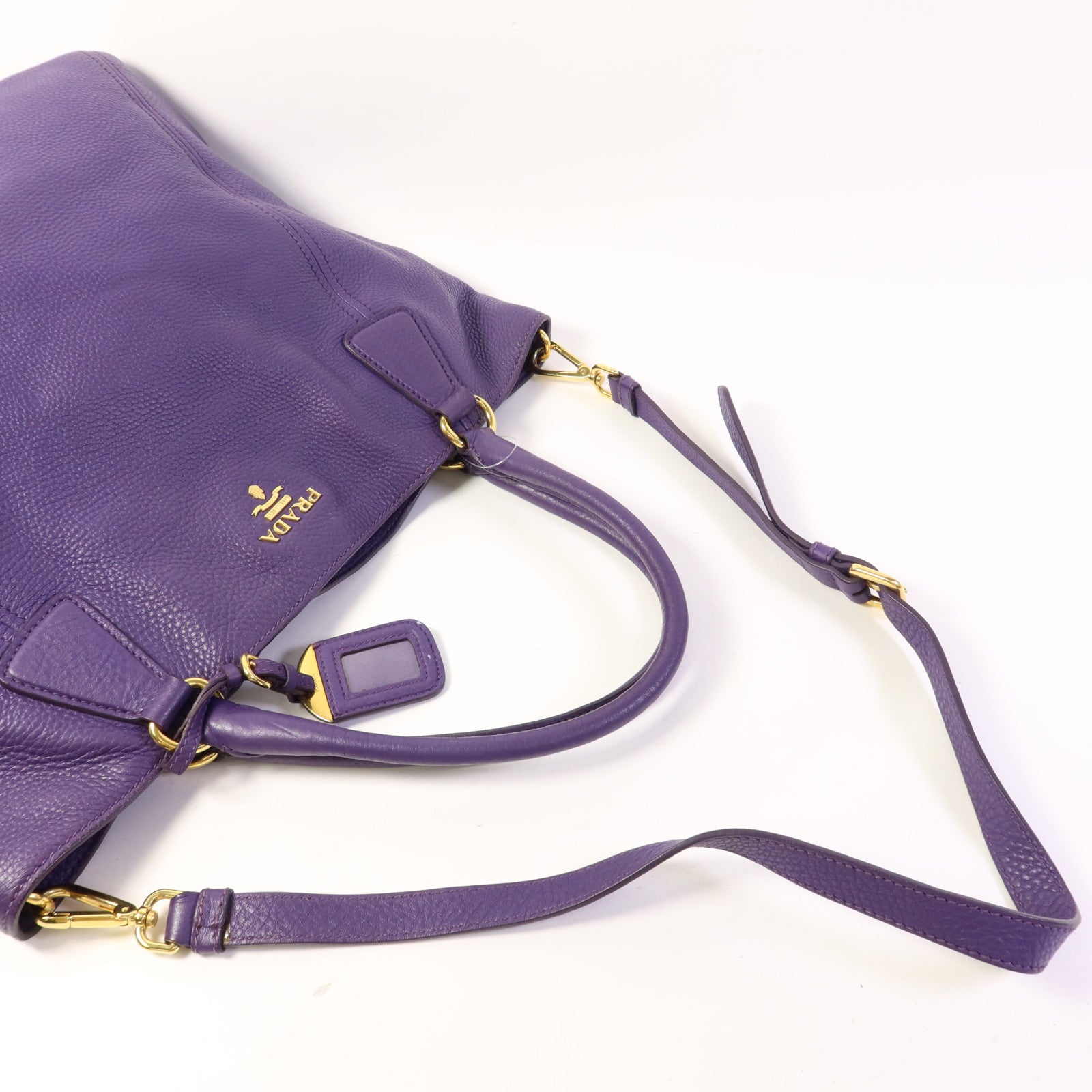 PRADA 【激減優惠】牛皮皮革2 Way Shoulder Bag金扣手挽肩背兩用袋